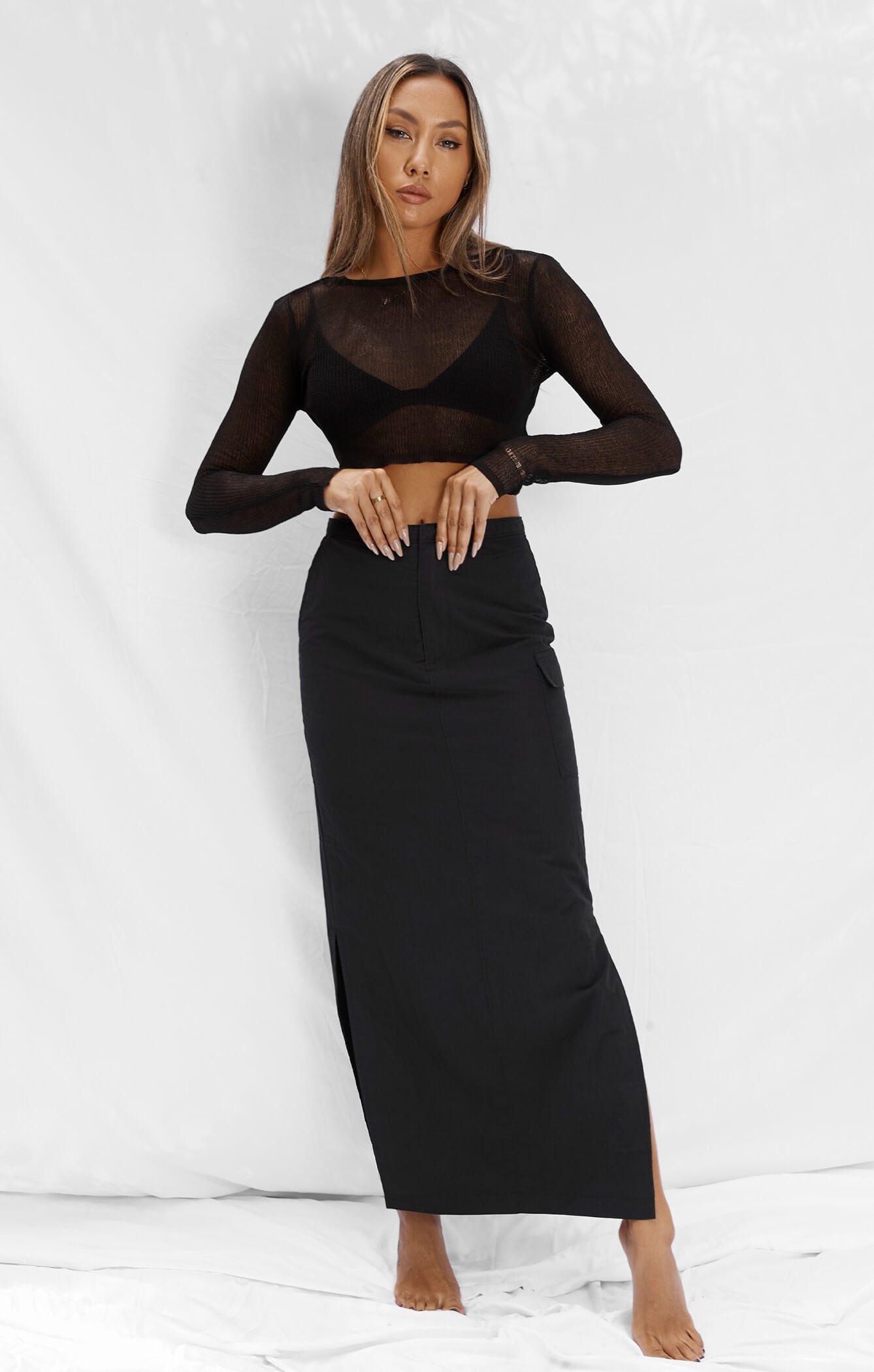 THE CARGO MAXI SKIRT - BLACK