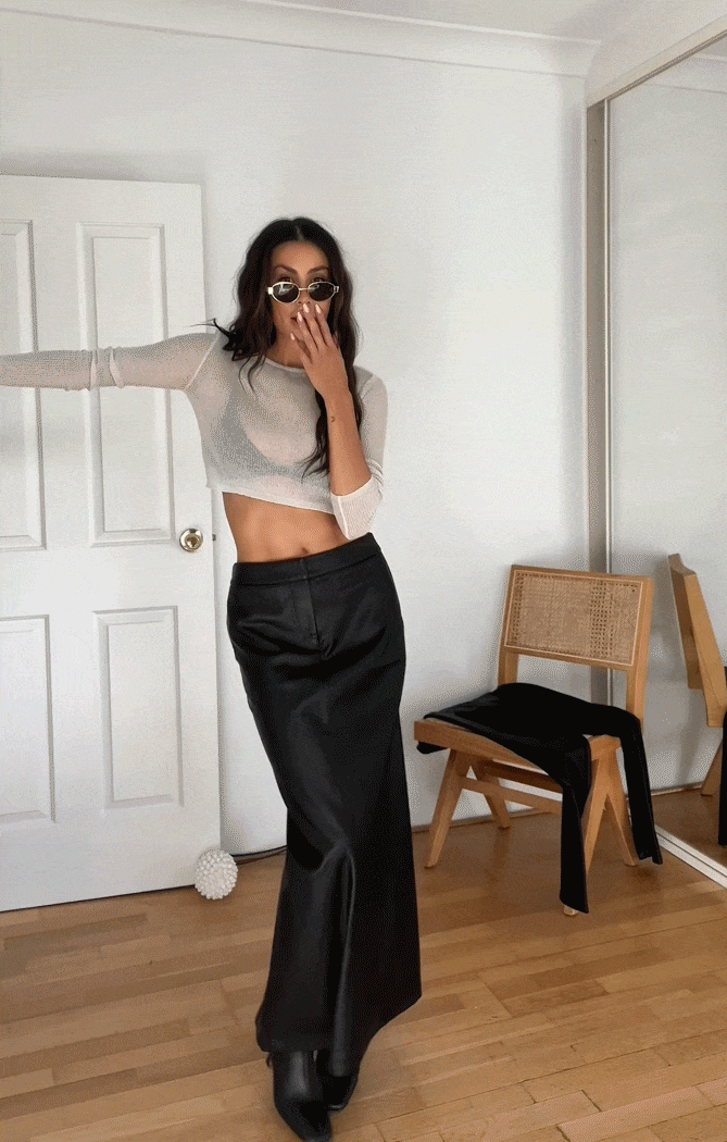 THE PEBBLED™ VEGAN LOW RISE MAXI SKIRT