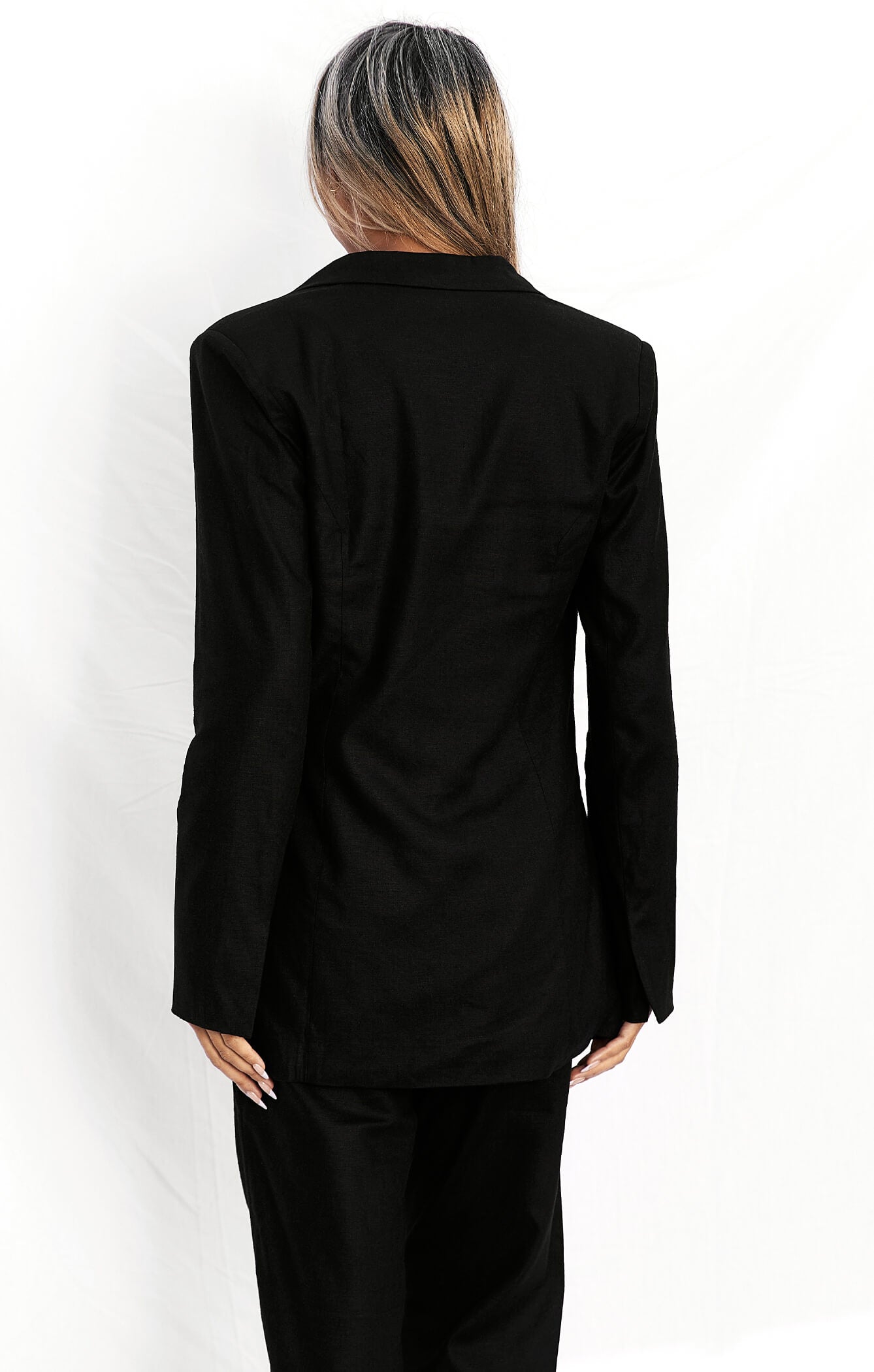 LINEN CLASSIC BLAZER - BLACK