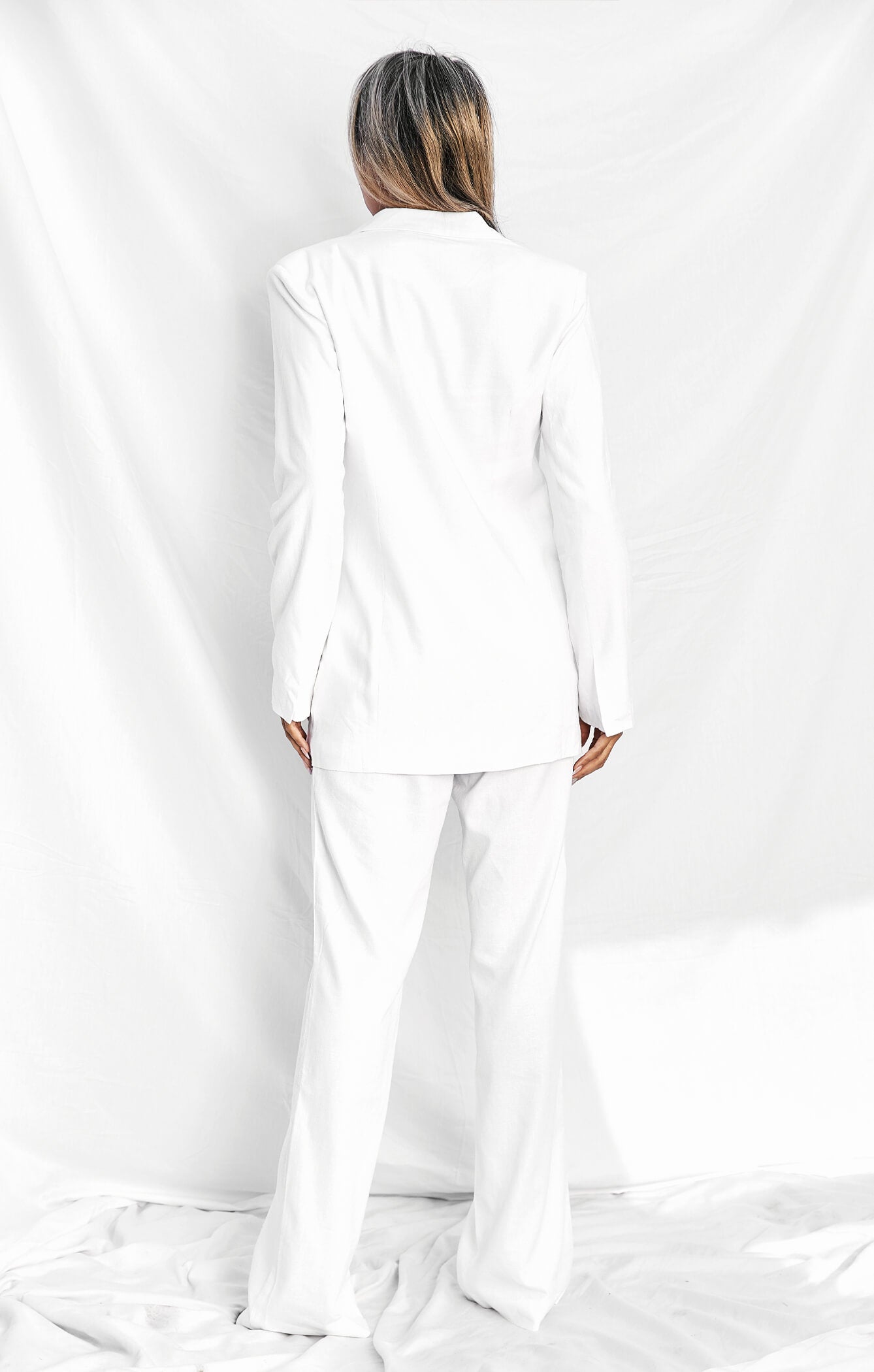 LINEN CLASSIC BLAZER - WHITE