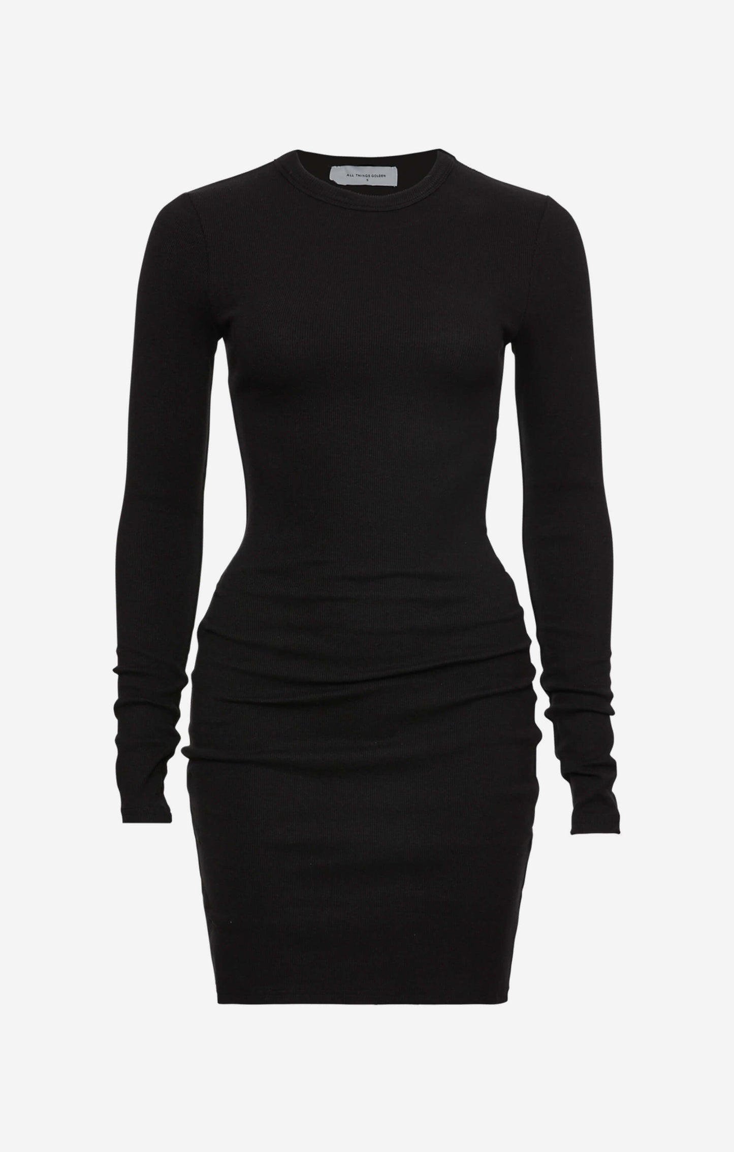 THE RIBBED LONG SLEEVE DRESS - BLACK