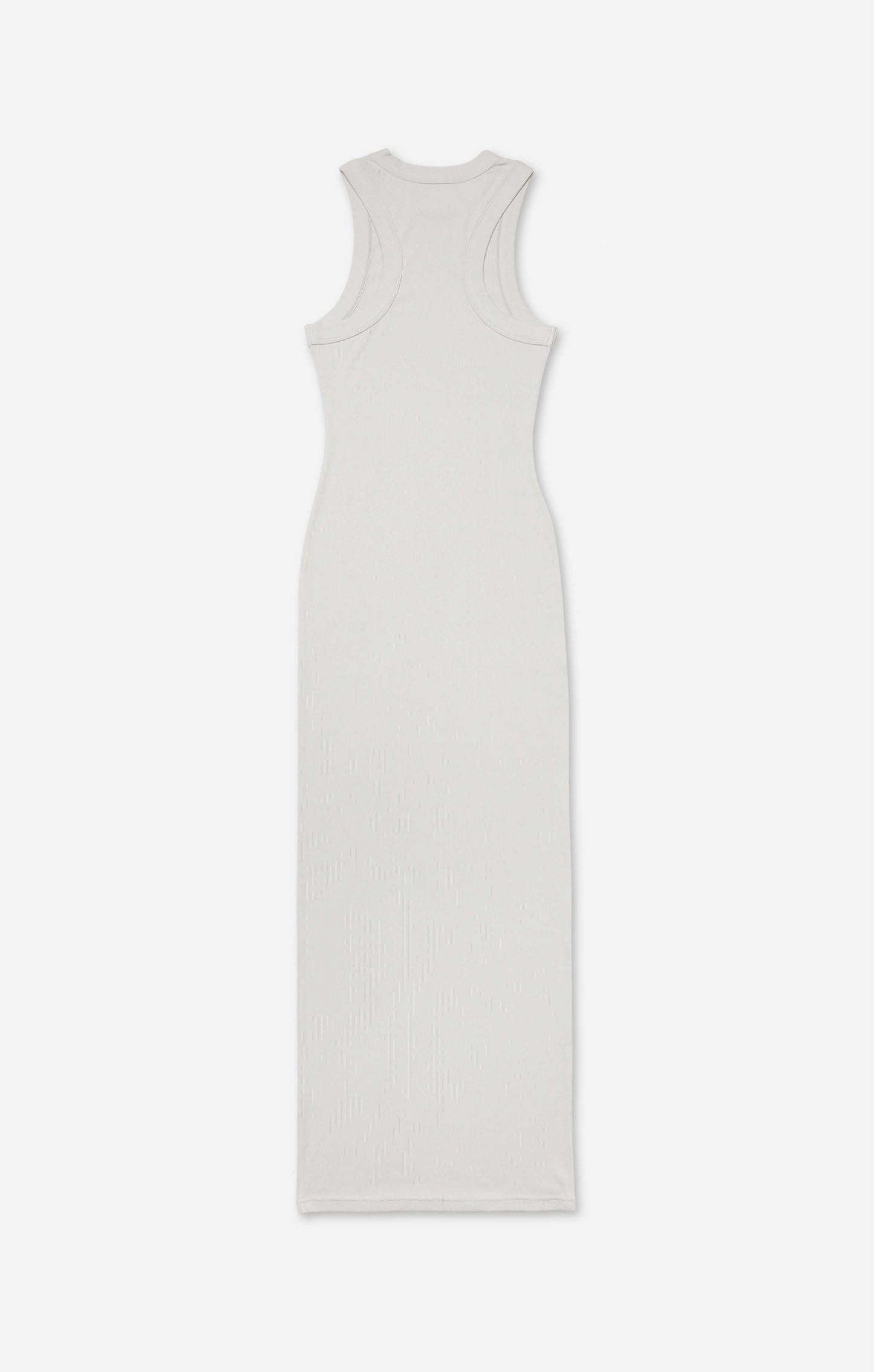 THE LUXE RIB HIGH NECK MIDI DRESS - STONE