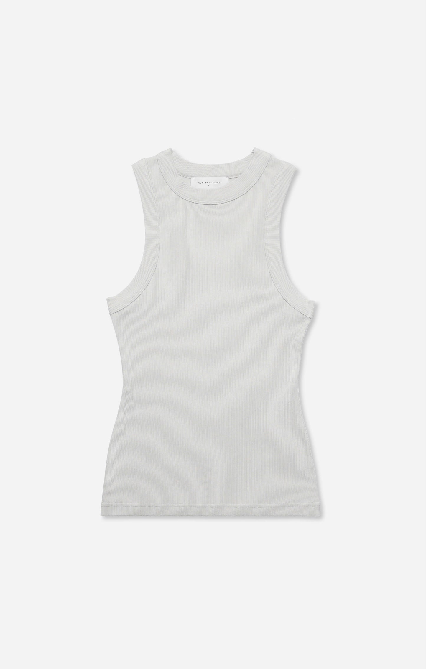 THE LUXE RIB HIGH NECK TANK - STONE