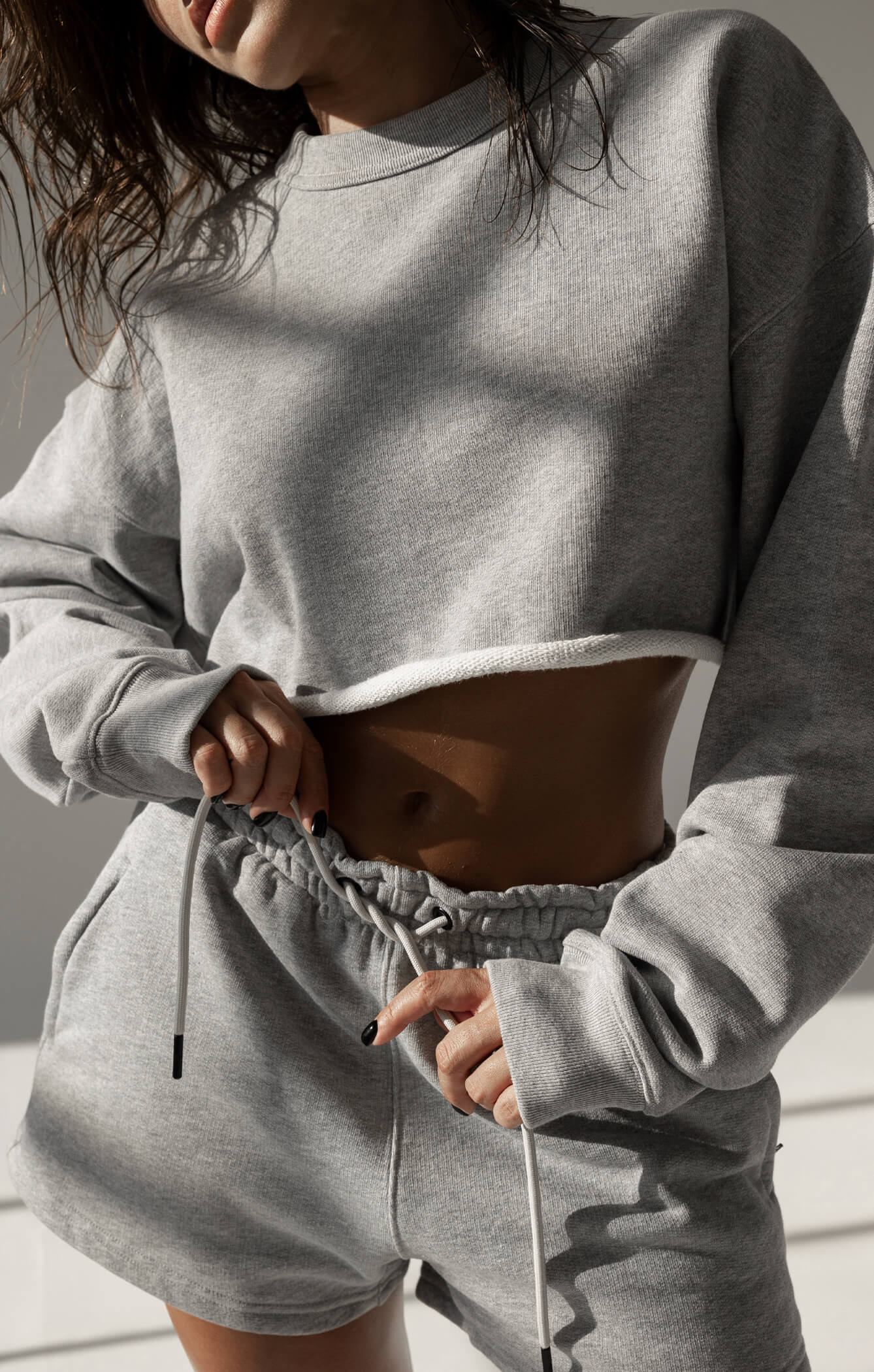 THE SWEAT™ CROPPED CREW - HEATHER GREY