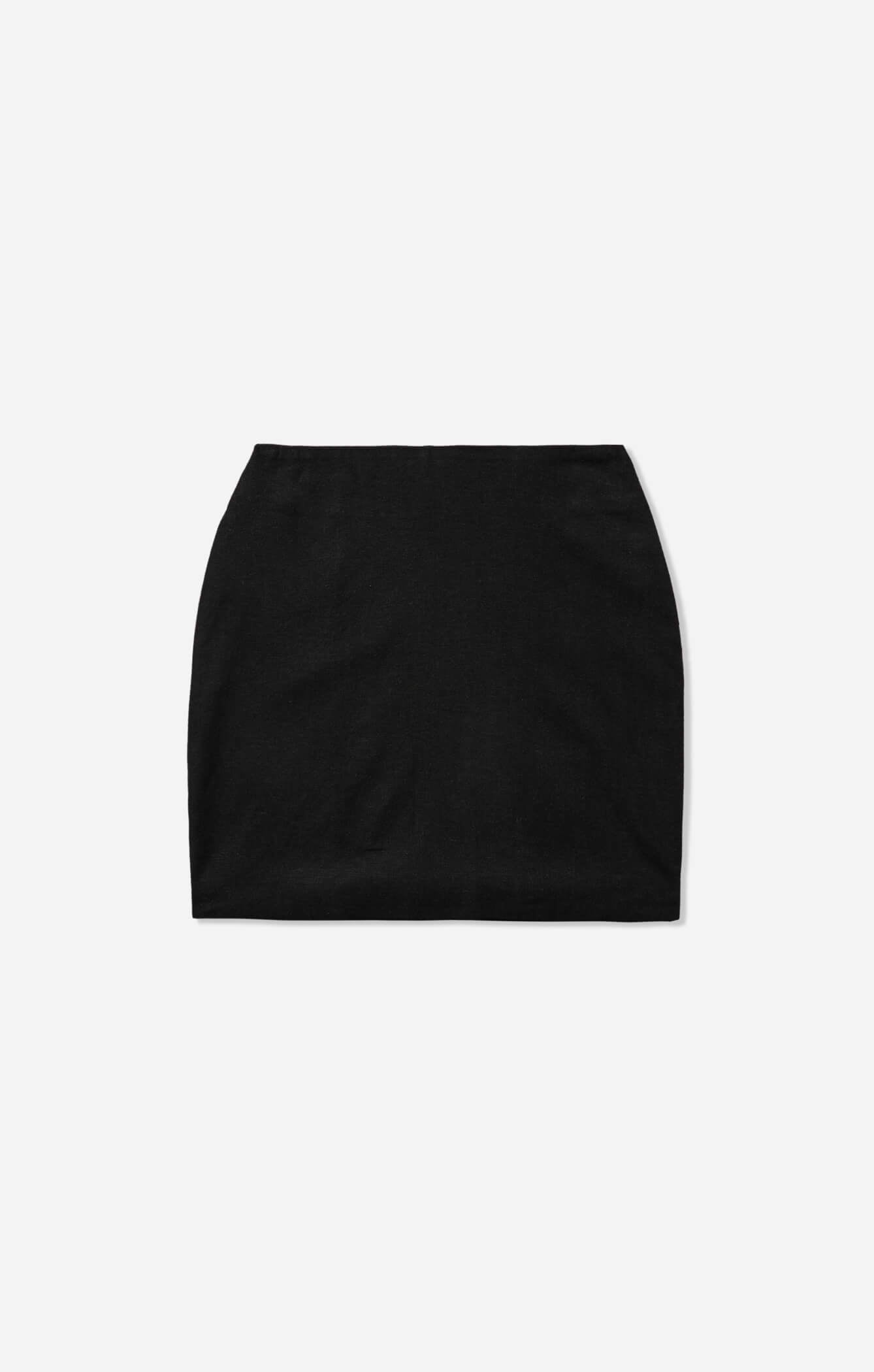 THE LINEN MINI SKIRT - BLACK