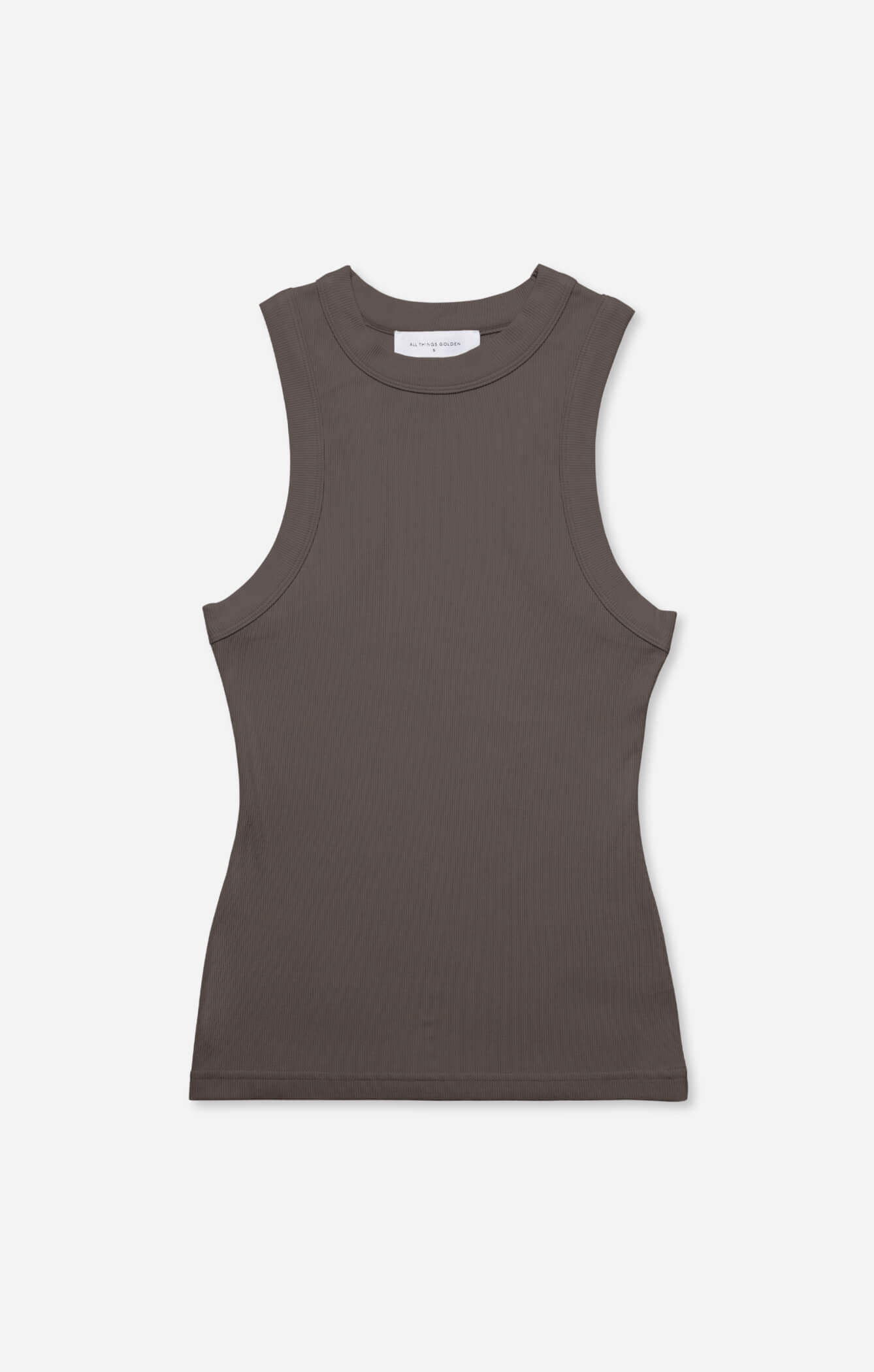 THE LUXE RIB HIGH NECK TANK - ESPRESSO