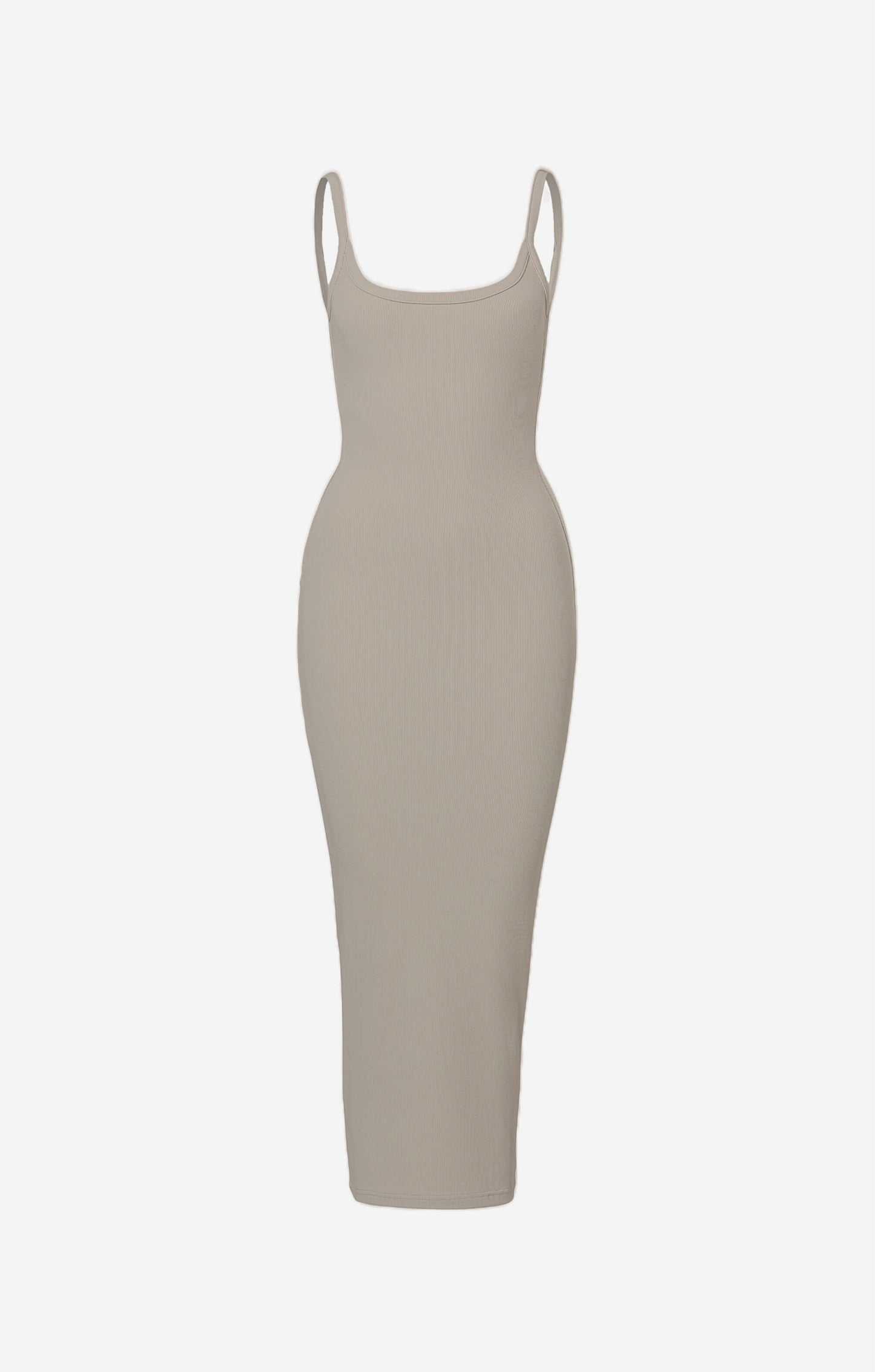 THE LUXE RIB LOW BACK MIDI DRESS - SLATE