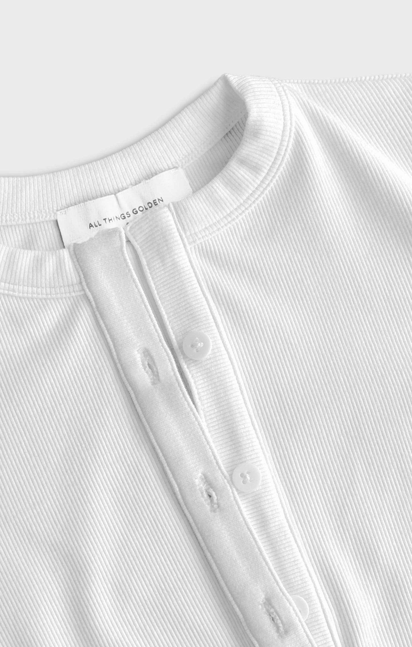 THE LUXE RIB L/S HENLEY BODYSUIT - WHITE