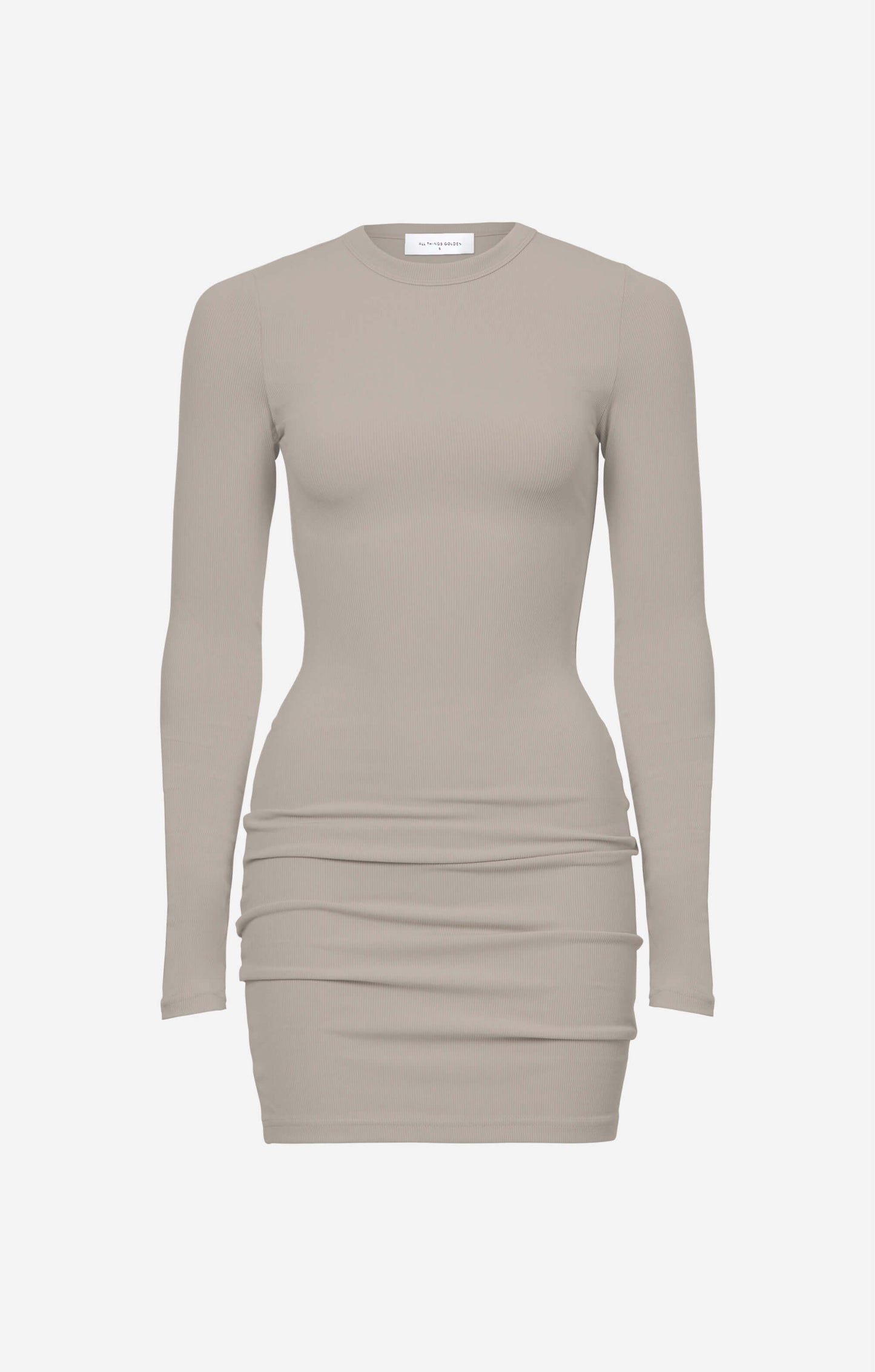 THE LUXE RIB L/S MINI DRESS - SLATE
