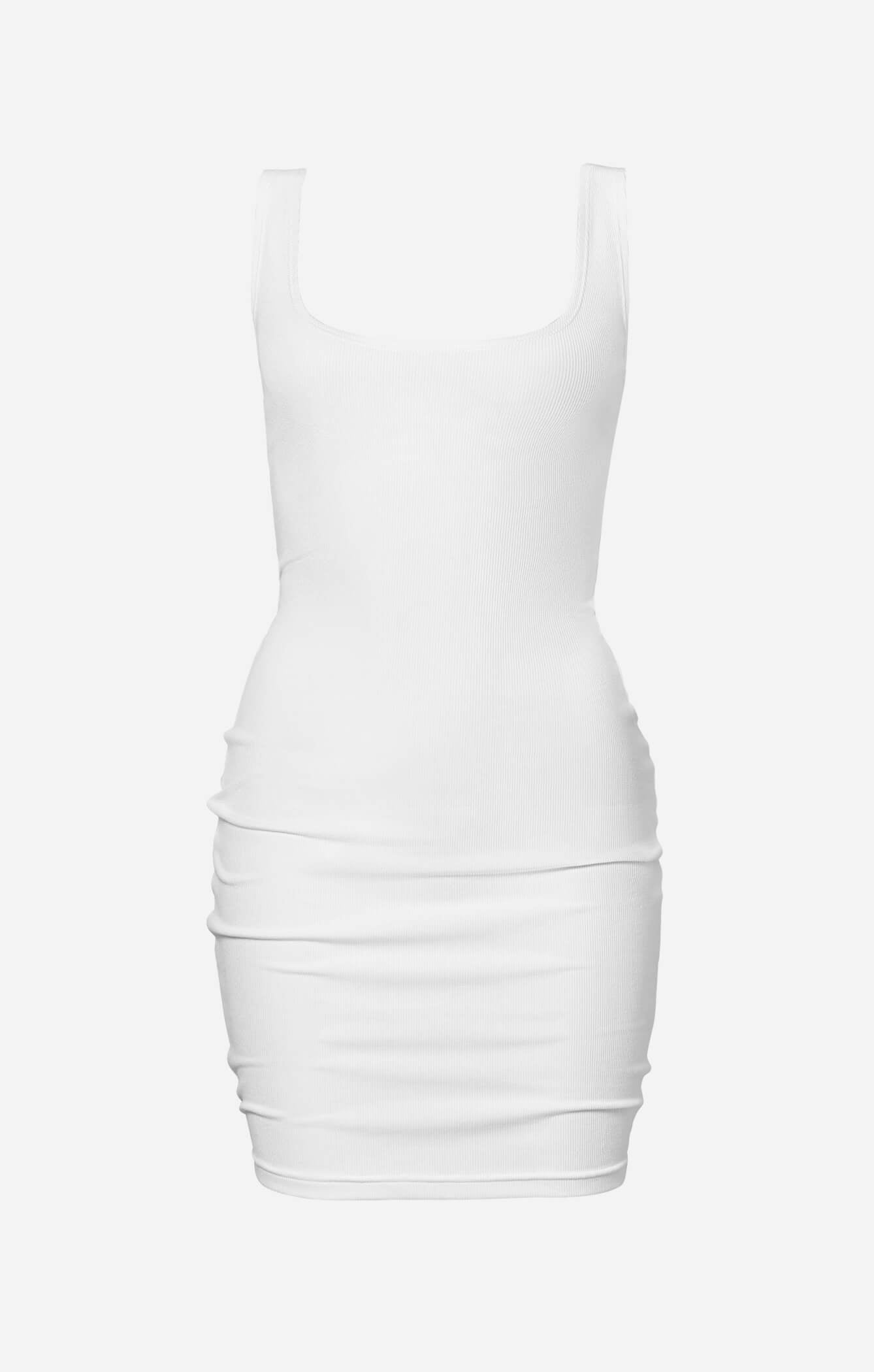 THE LUXE RIB MINI DRESS - WHITE