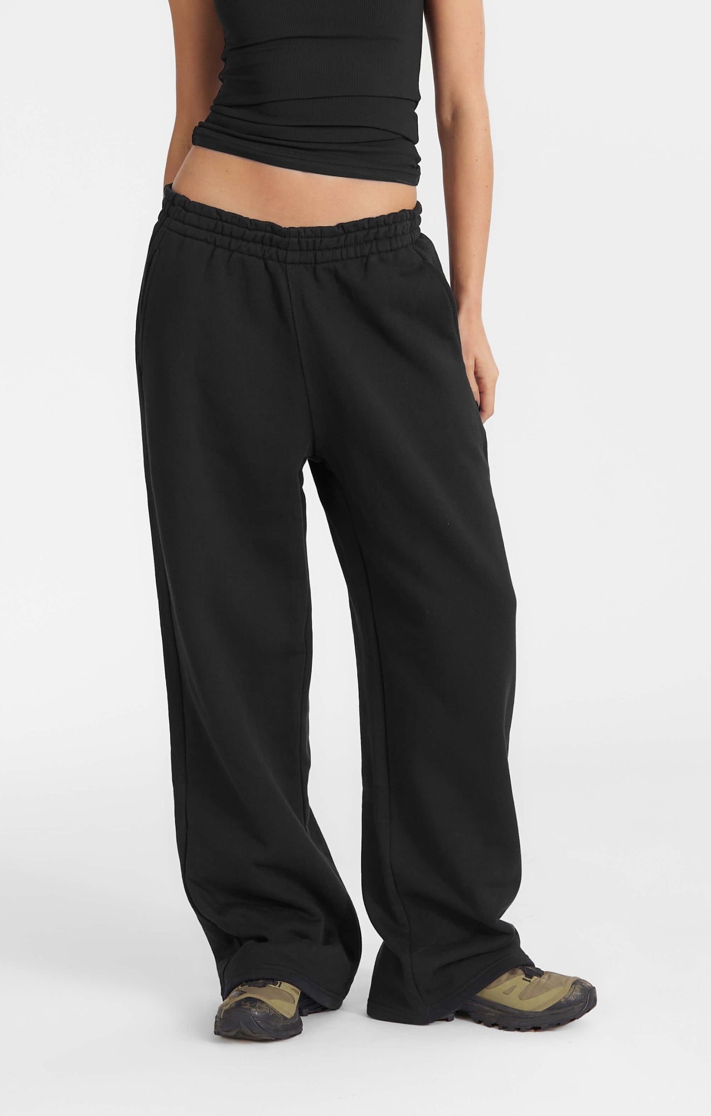 THE SWEAT™ WIDE LEG TRACK PANT - BLACK