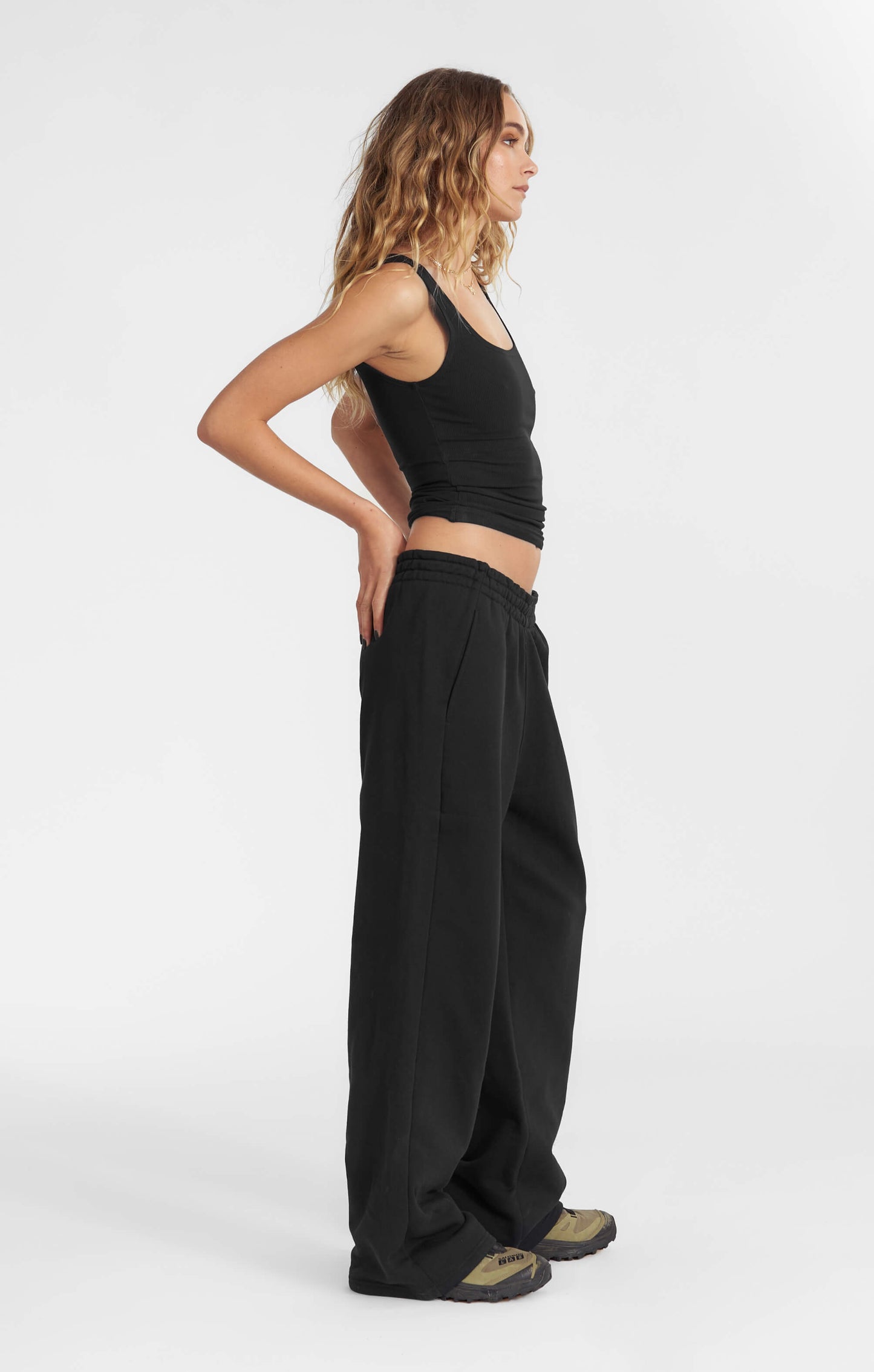 THE SWEAT™ WIDE LEG TRACK PANT - BLACK
