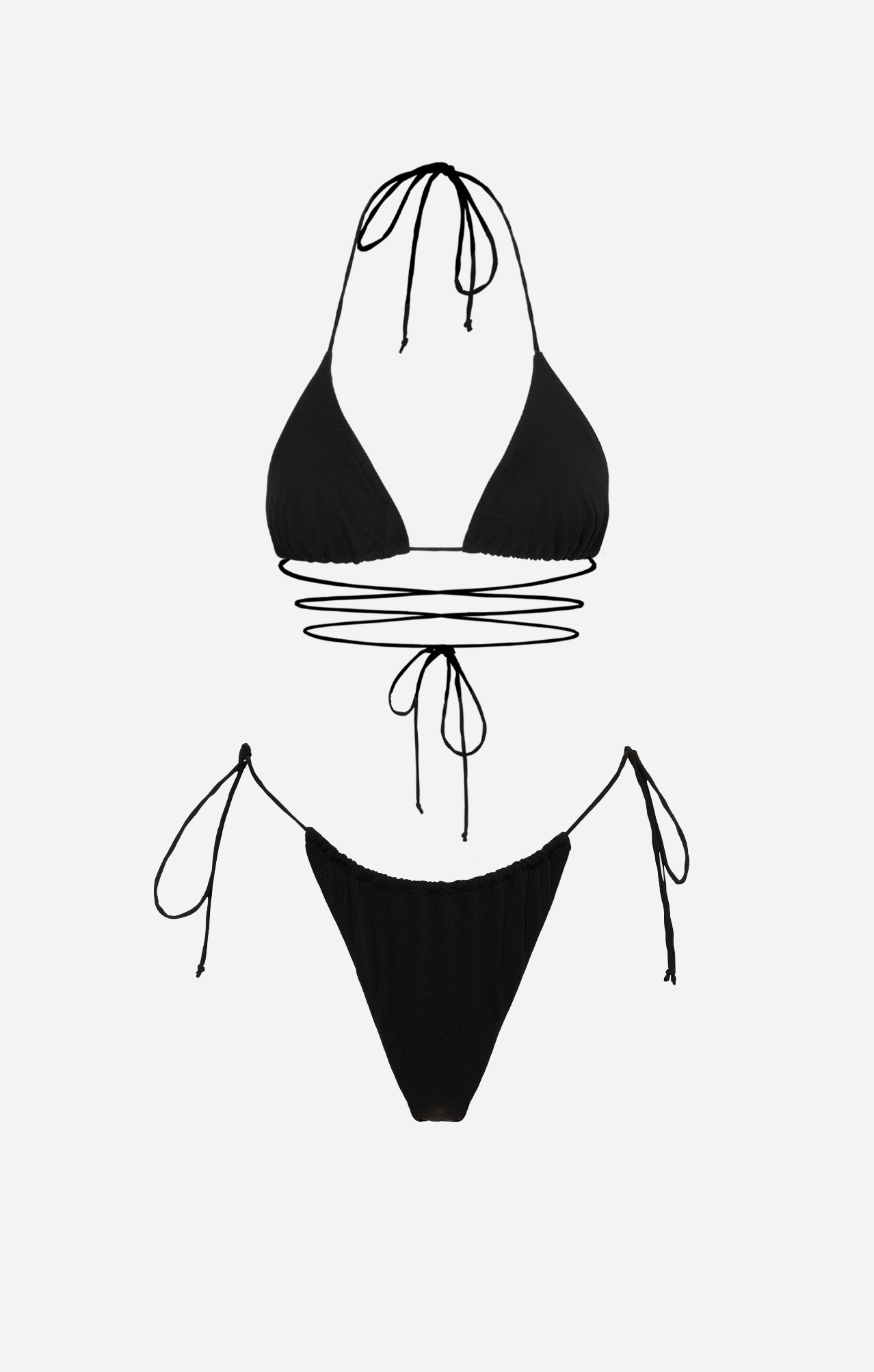 STRING TIE TOP - BLACK MESH