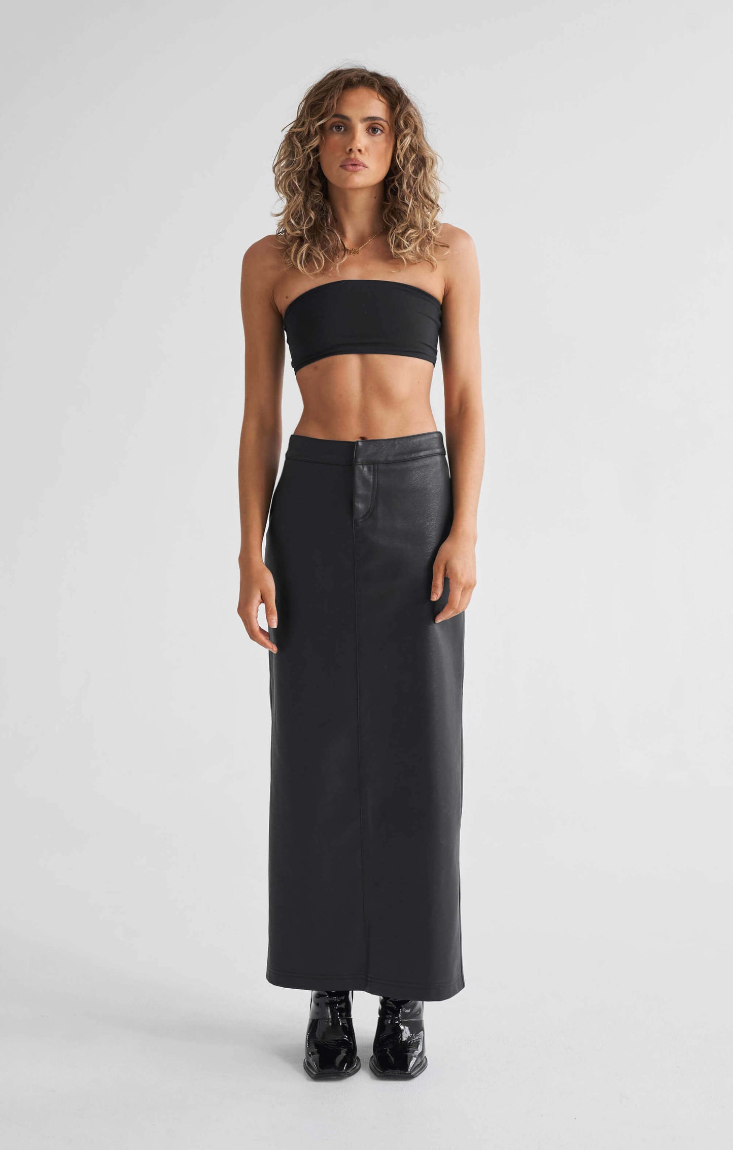 THE PEBBLED™ VEGAN LOW RISE MAXI SKIRT
