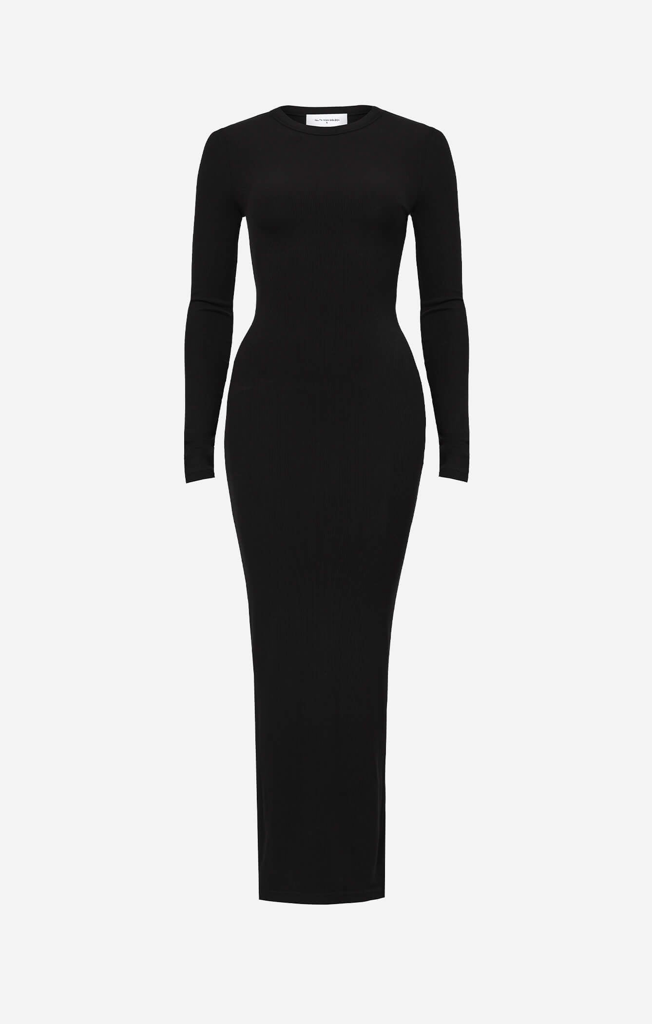 THE LUXE RIB L/S MIDI DRESS - BLACK