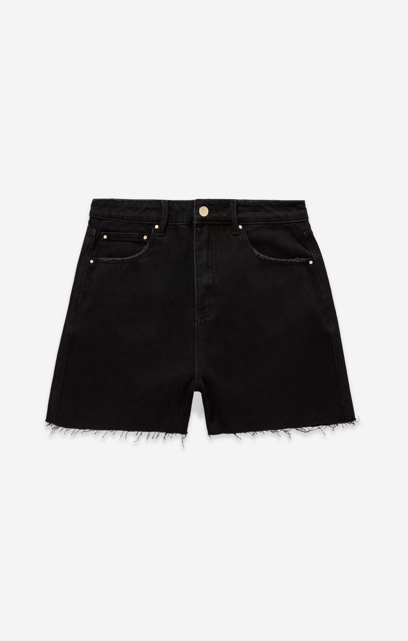 THE HIGH RISE DENIM CUT-OFF SHORT - WASHED BLACK