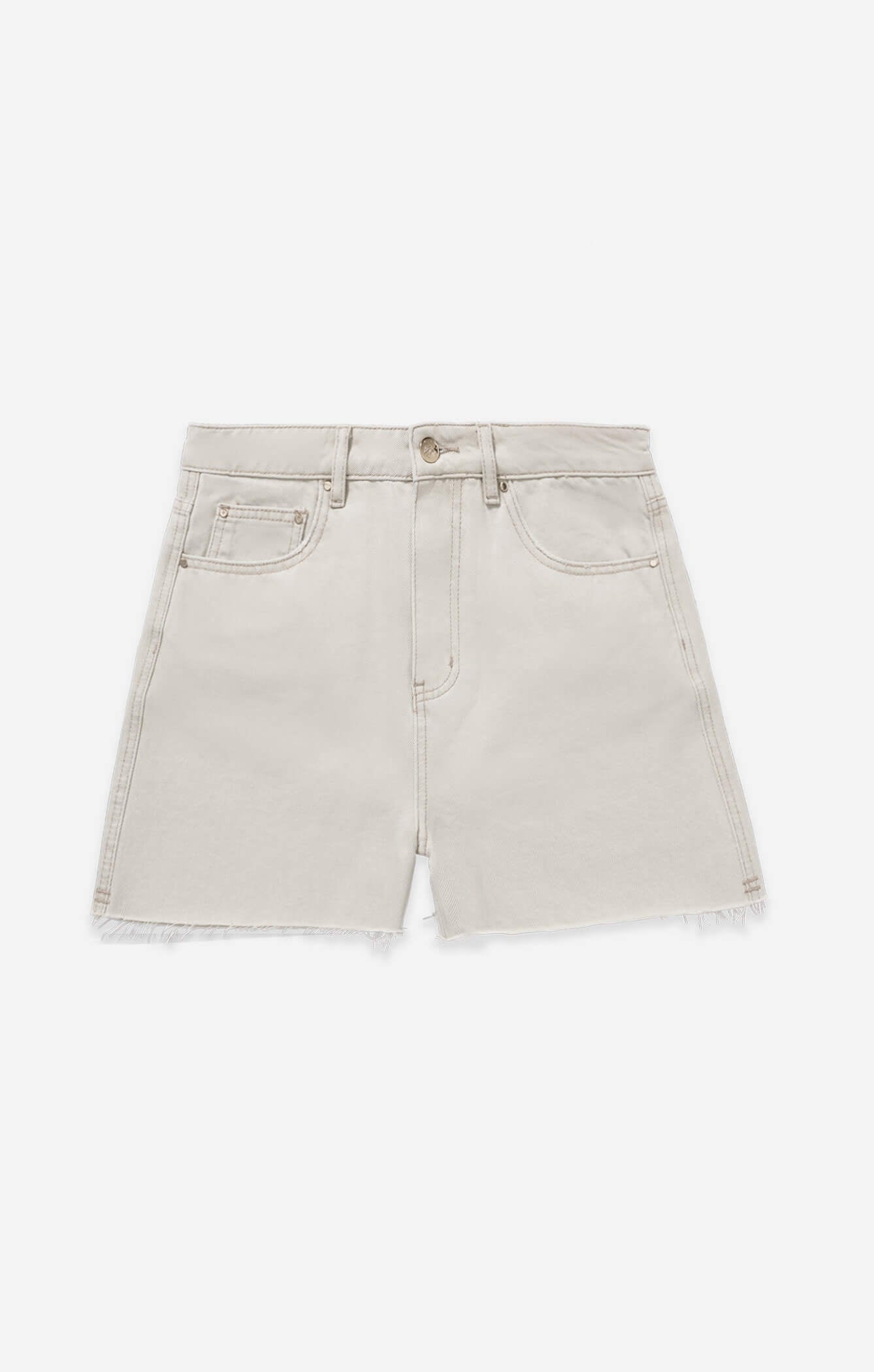 THE HIGH RISE DENIM CUT-OFF SHORT - WASHED STONE