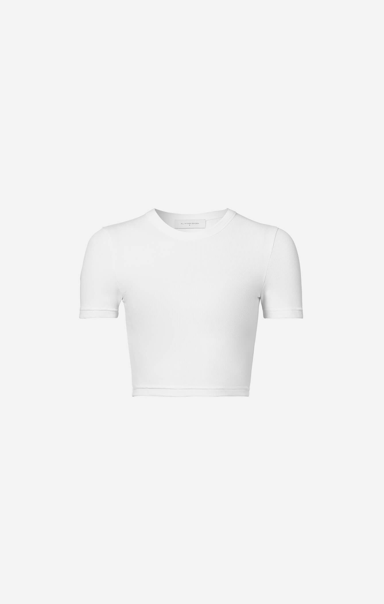 LUXE RIB BABY CROP TEE - WHITE