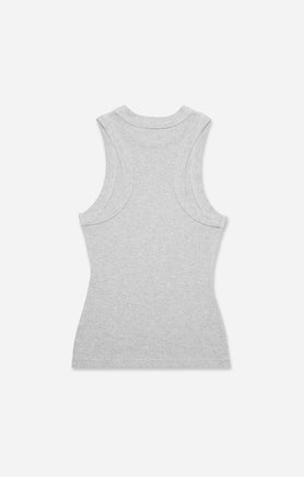 THE LUXE RIB HIGH NECK TANK - MID GREY