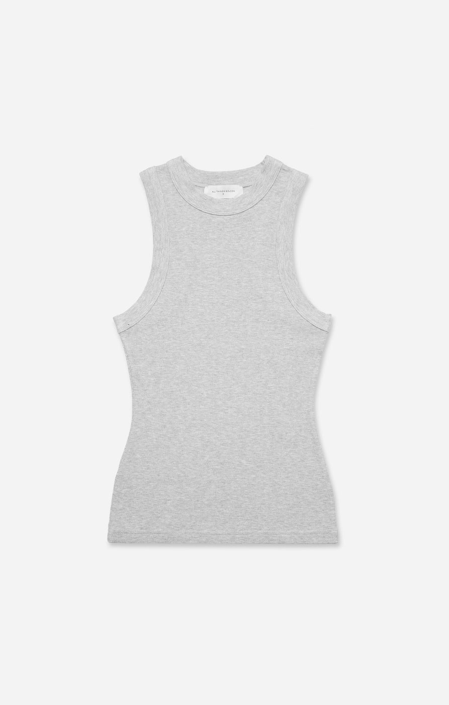 THE LUXE RIB HIGH NECK TANK - MID GREY