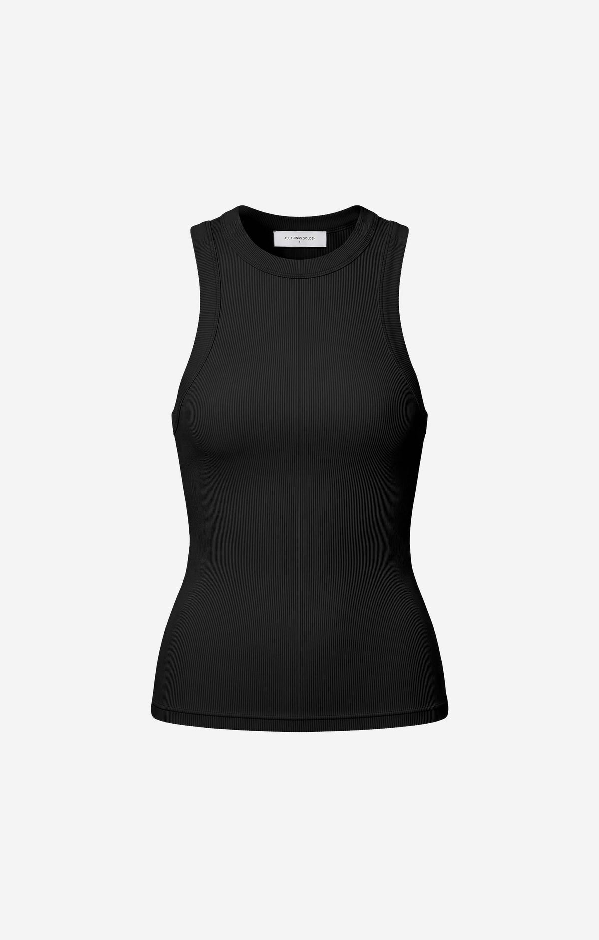 THE LUXE RIB HIGH NECK TANK - BLACK
