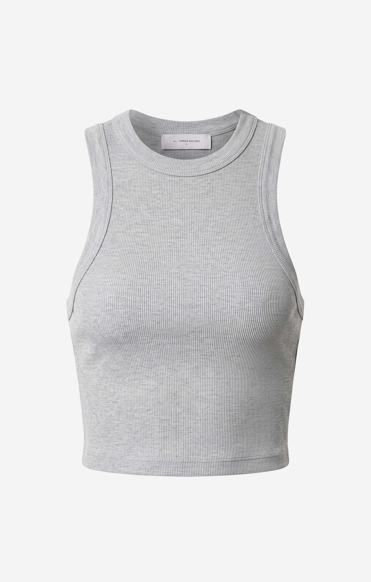 THE LUXE RIB HIGH NECK CROP - MID GREY