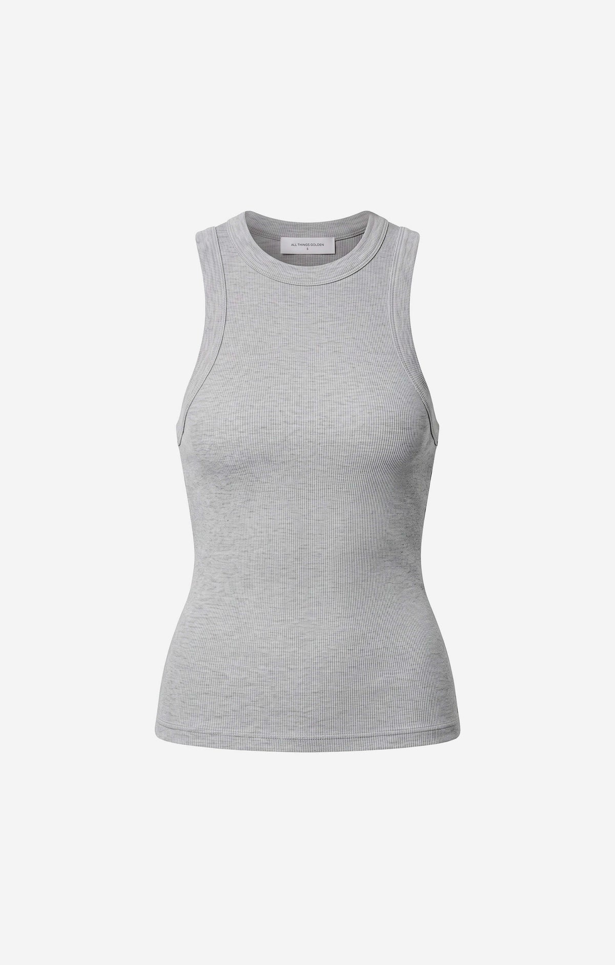 THE LUXE RIB HIGH NECK TANK - MID GREY