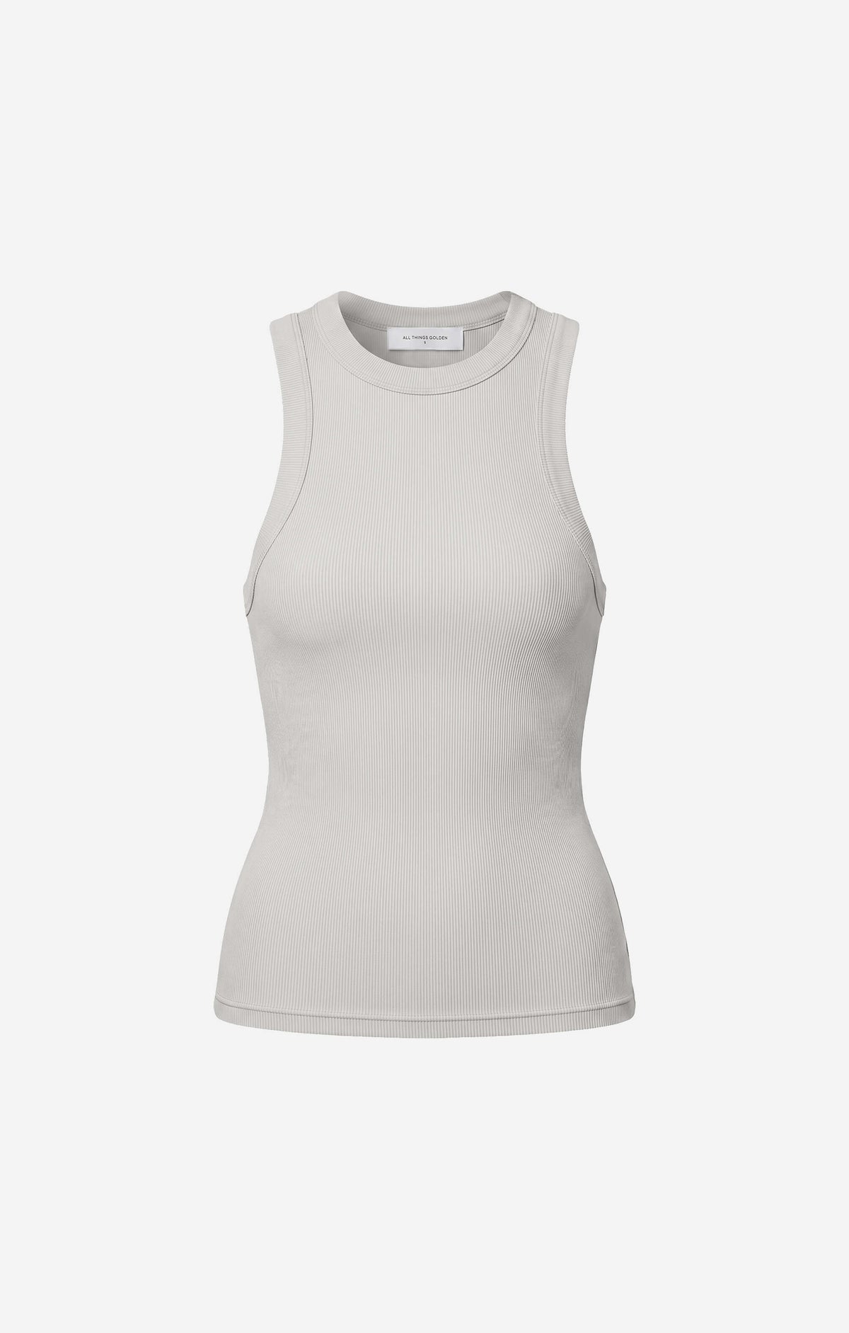 THE LUXE RIB HIGH NECK TANK - STONE