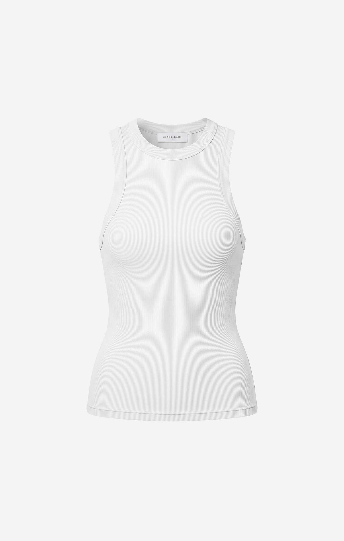 THE LUXE RIB HIGH NECK TANK - WHITE