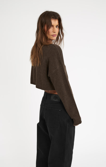 THE CROPPED UNIVERSAL KNIT 2.0 - ESPRESSO MARLE
