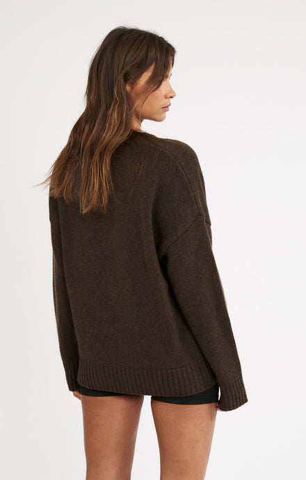 THE DEEP V-NECK JUMPER - ESPRESSO MARLE