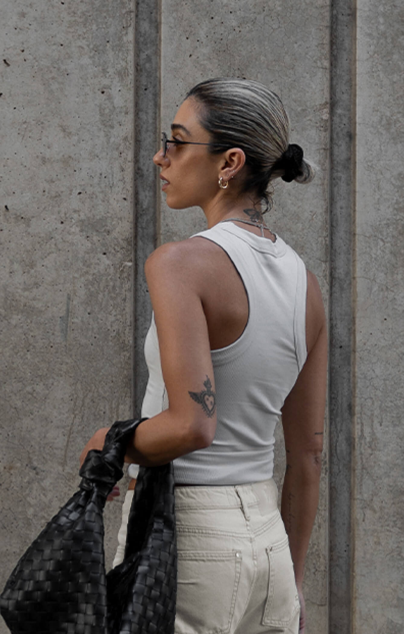 THE LUXE RIB HIGH NECK TANK - STONE