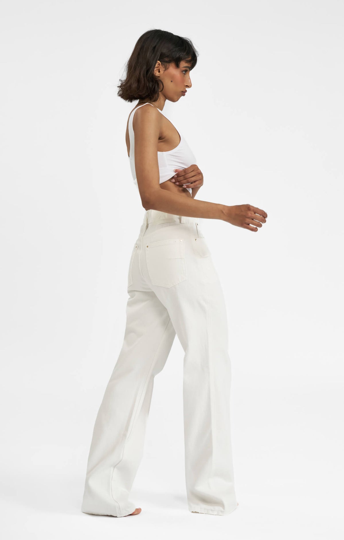 THE HIGH RISE STRAIGHT LEG JEAN - CHALK