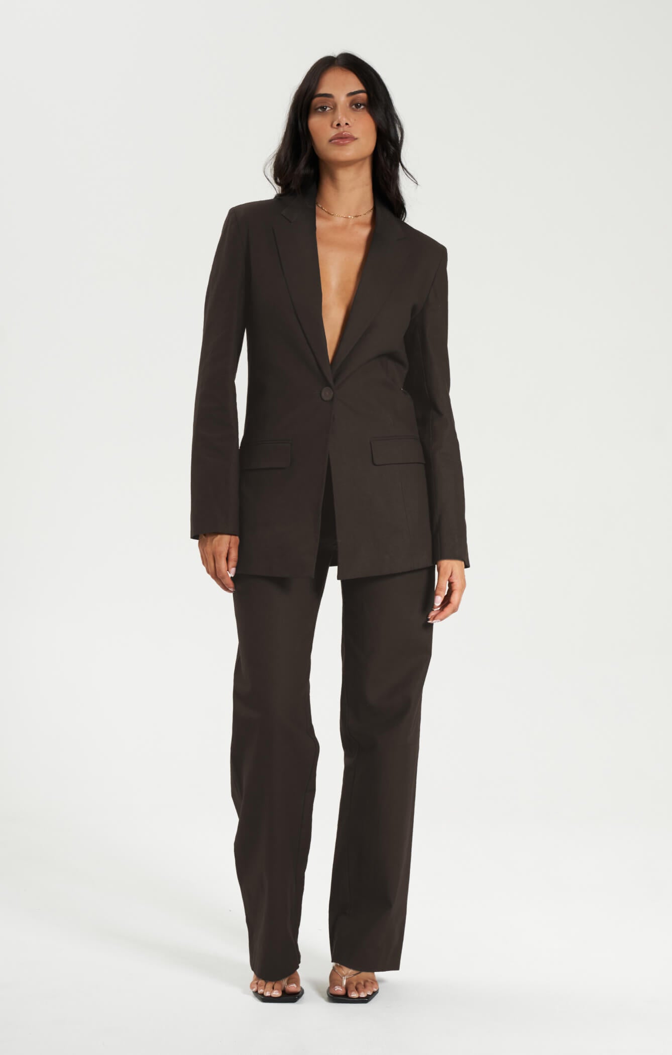 THE LINEN CLASSIC BLAZER - ESPRESSO