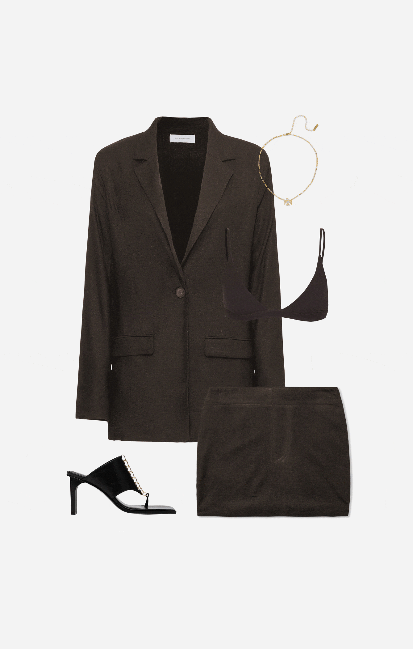 THE LINEN LOW RISE MINI SKIRT - ESPRESSO