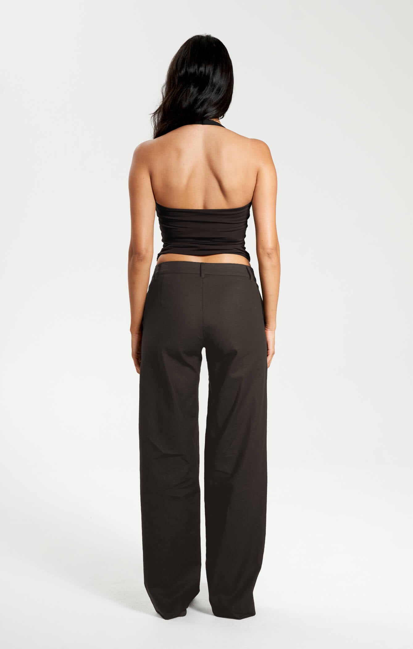 THE LINEN LOW RISE PANT - ESPRESSO