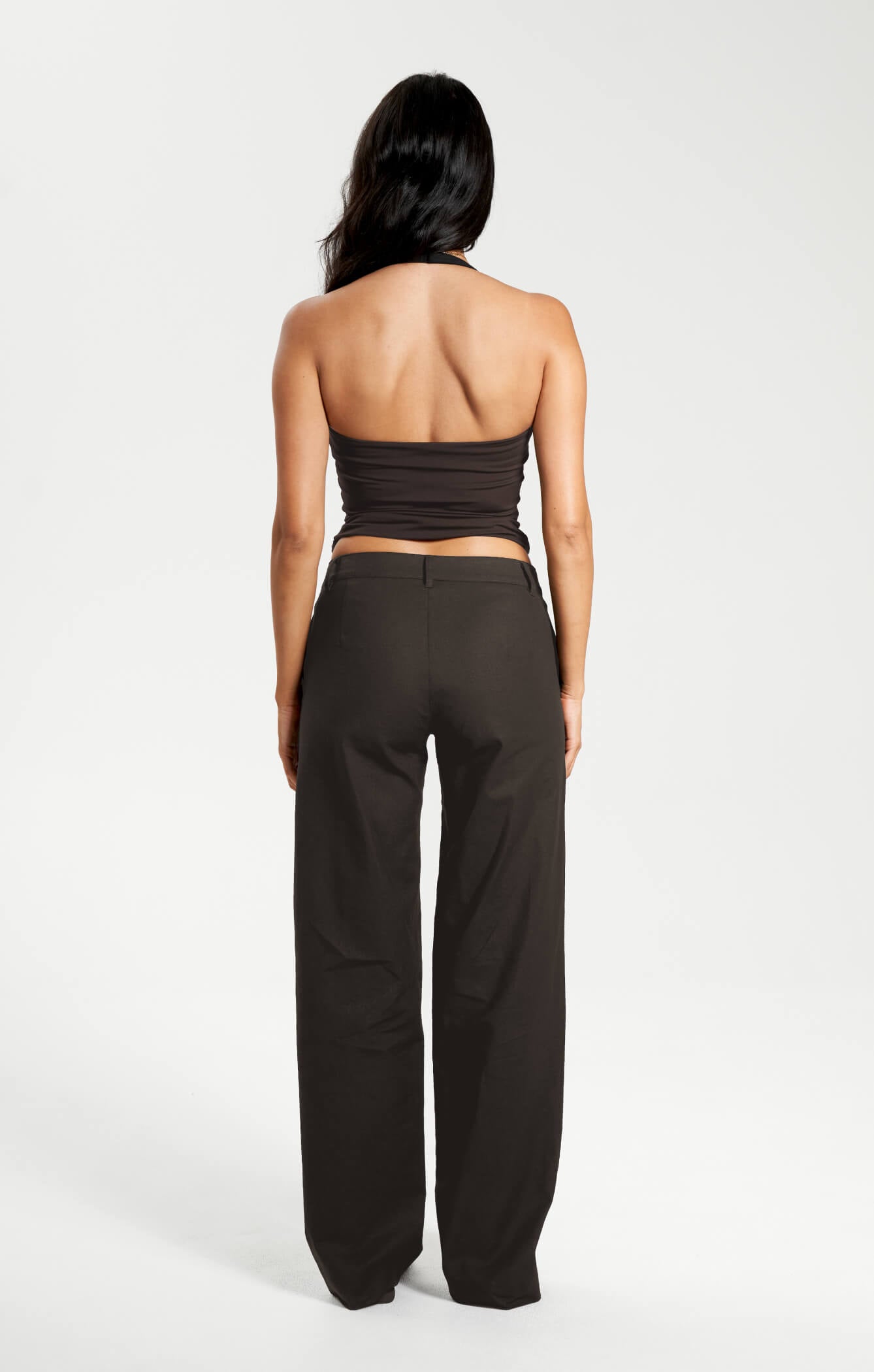 THE LINEN LOW RISE PANT - ESPRESSO