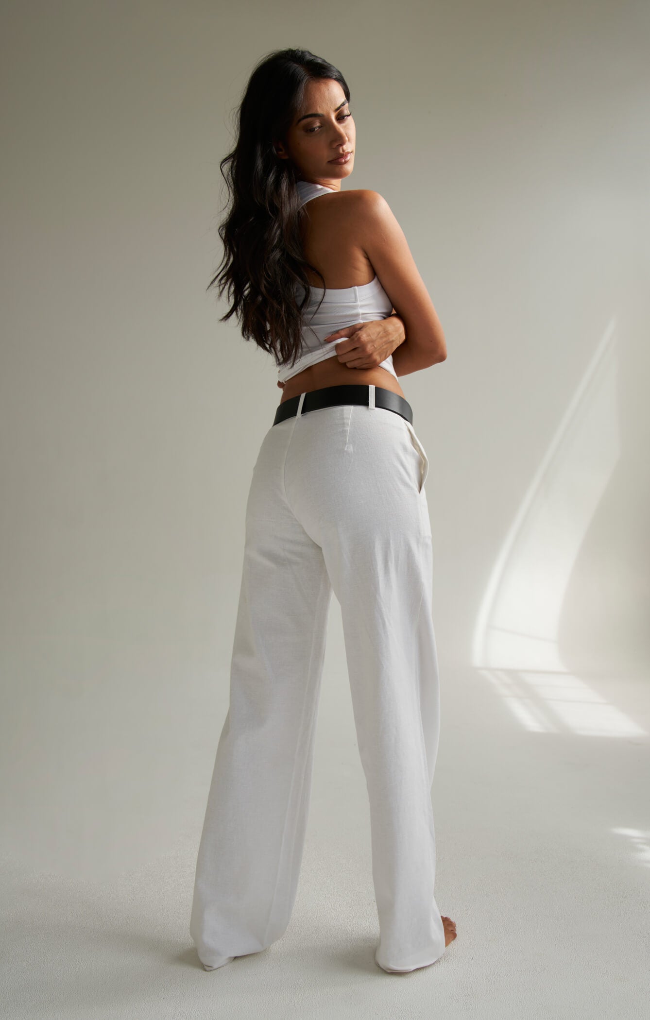 THE LINEN LOW RISE PANT - WHITE