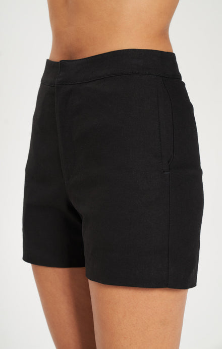 THE LINEN SHORT - BLACK
