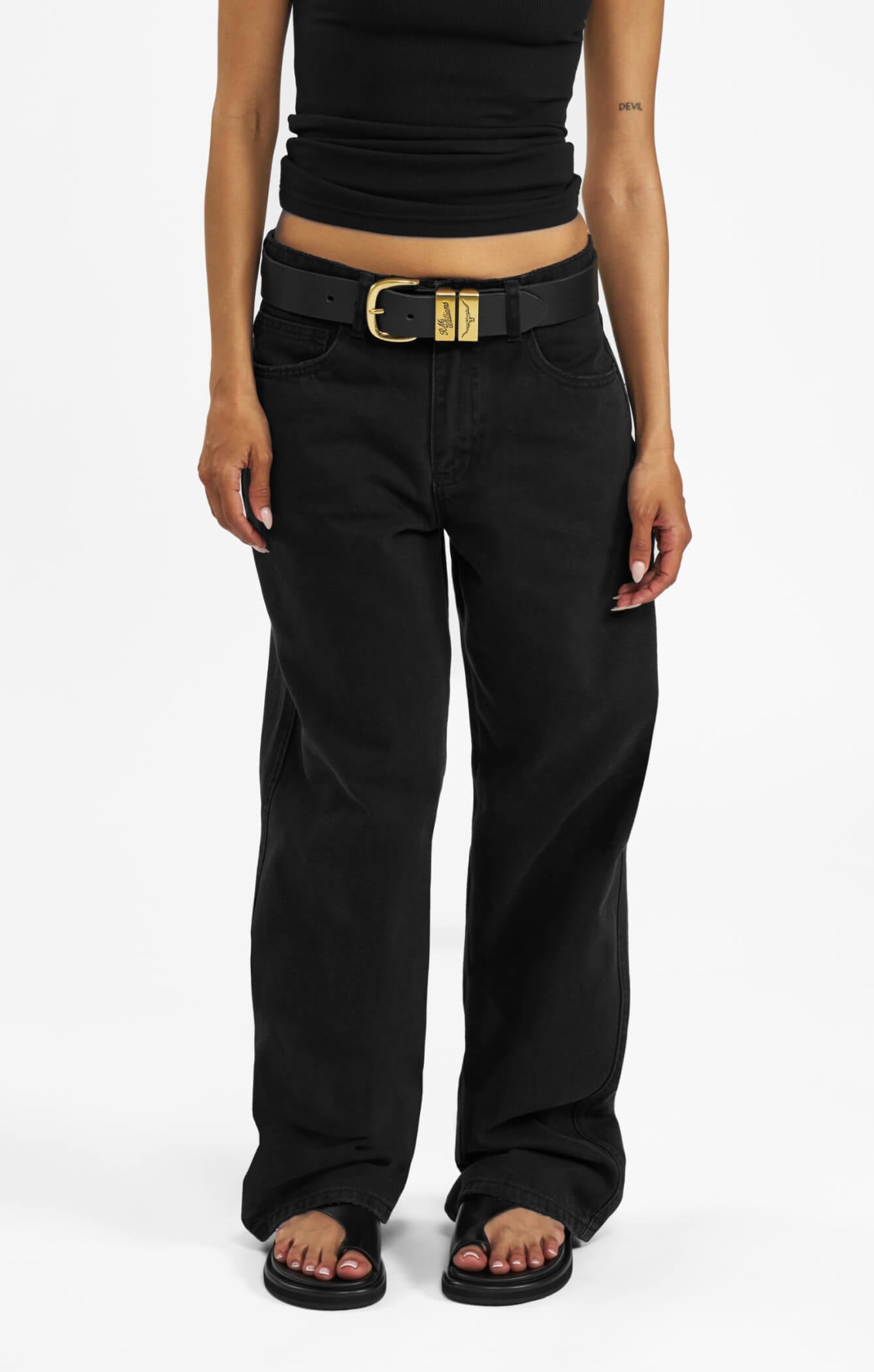 THE LOW RISE BAGGY JEAN - WASHED BLACK