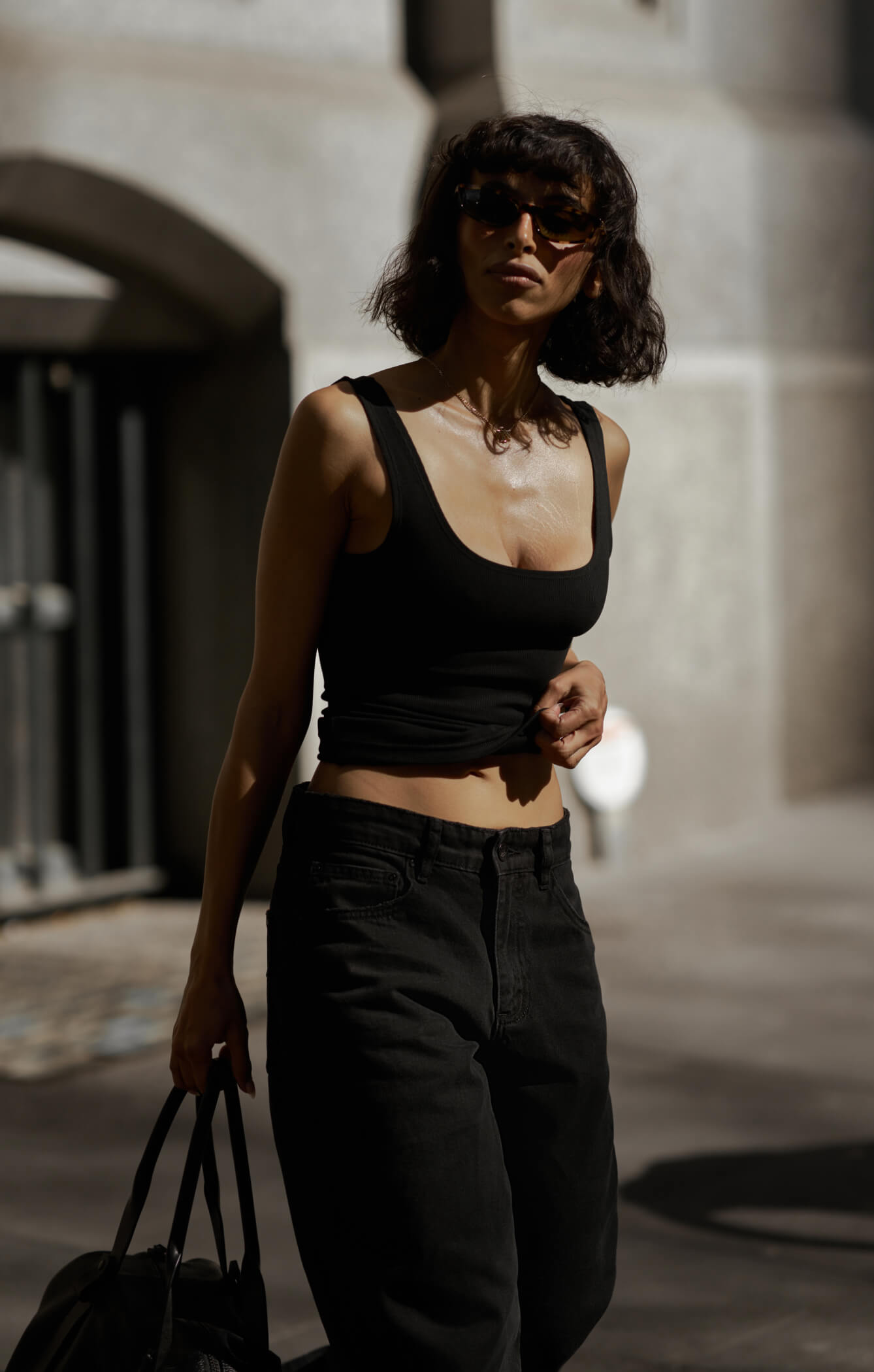 THE LOW RISE BAGGY JEAN - WASHED BLACK