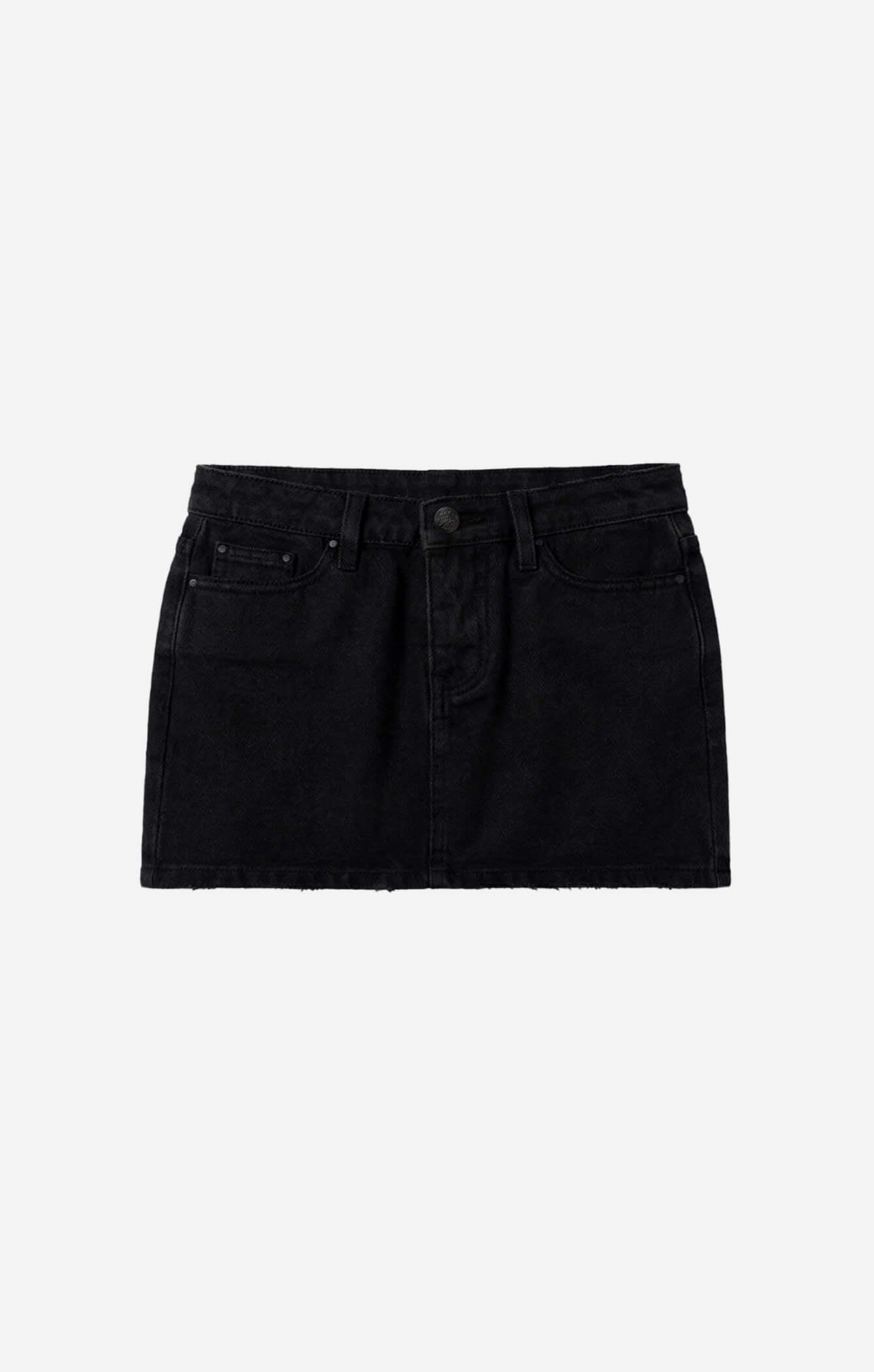 THE DENIM LOW RISE MINI SKIRT - WASHED BLACK