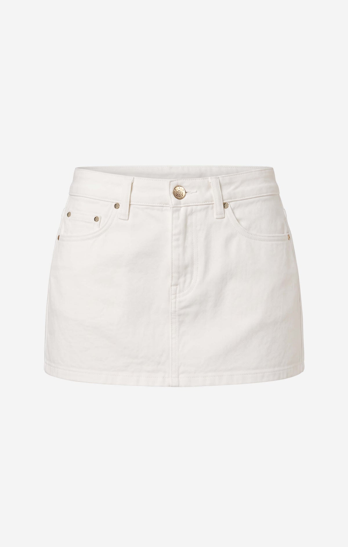 THE DENIM LOW RISE MINI SKIRT - CHALK