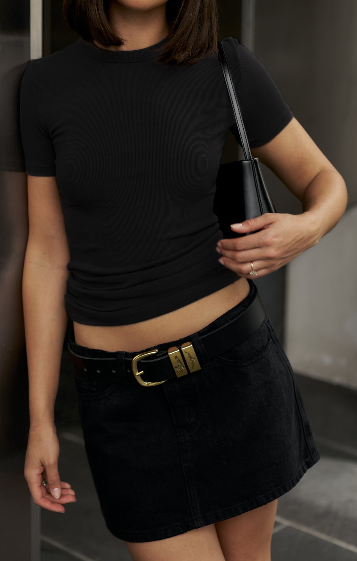 THE LUXE RIB BABY TEE - BLACK