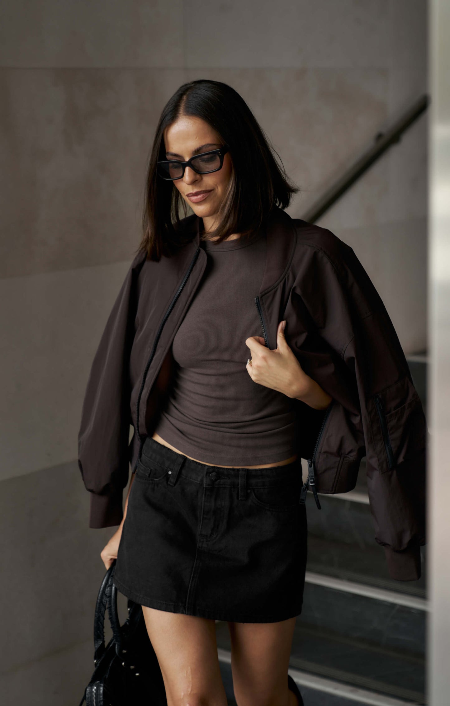 THE LUXE RIB BABY TEE - ESPRESSO