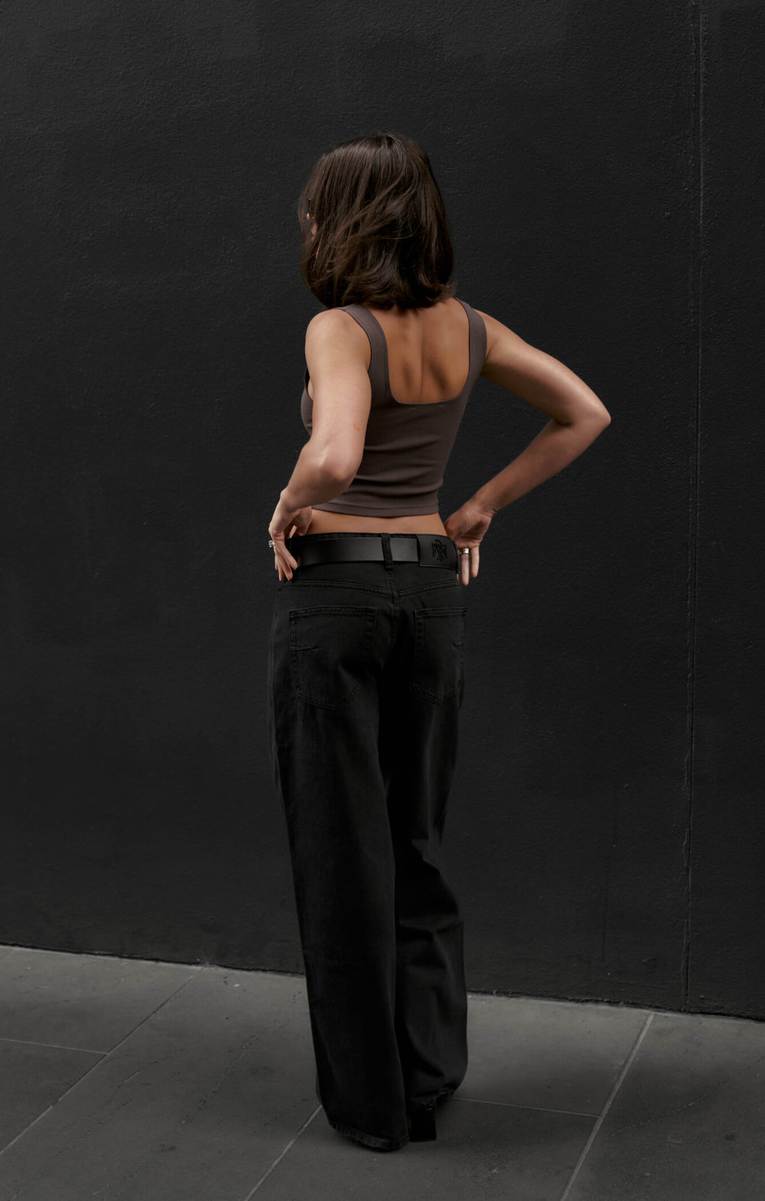 THE LUXE RIB CROP - ESPRESSO