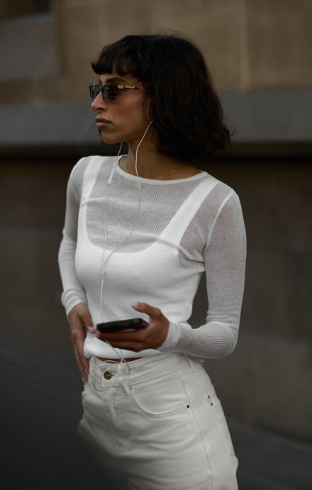 THE LUXE RIB CROP - WHITE