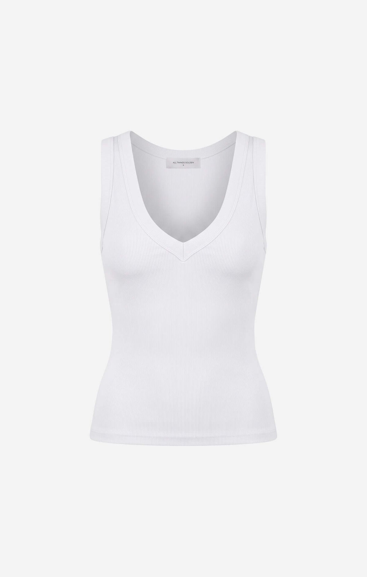 THE LUXE RIB DEEP V-NECK TANK - WHITE