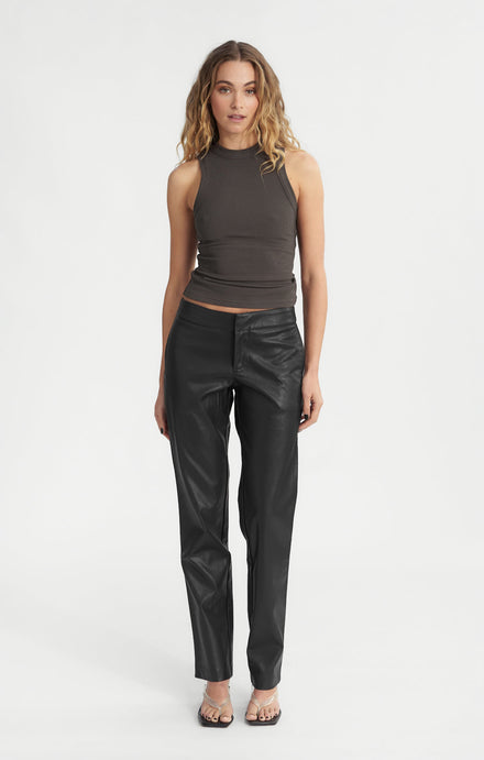 THE LUXE RIB HIGH NECK TANK - ESPRESSO