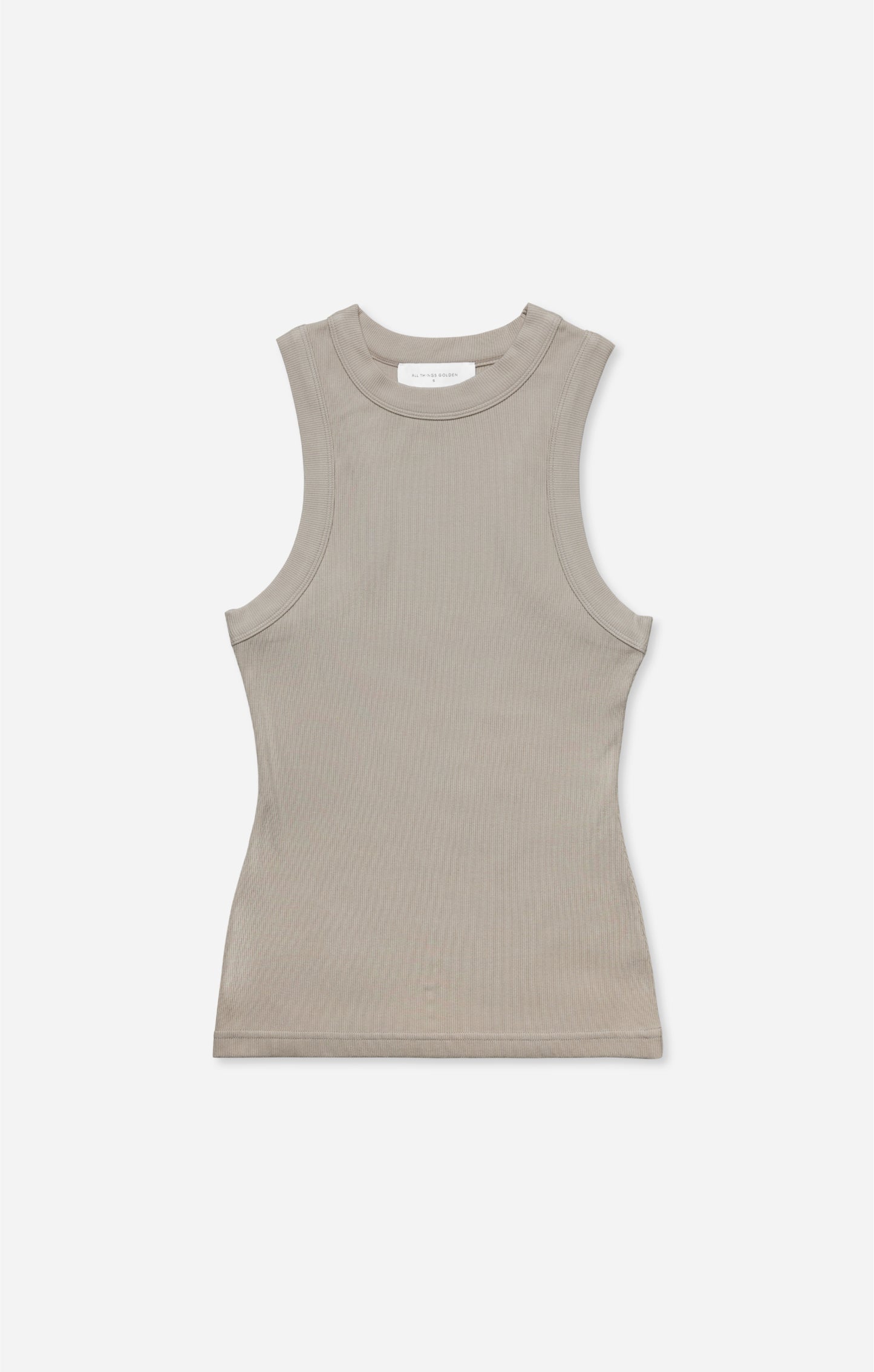 THE LUXE RIB HIGH NECK TANK - SLATE